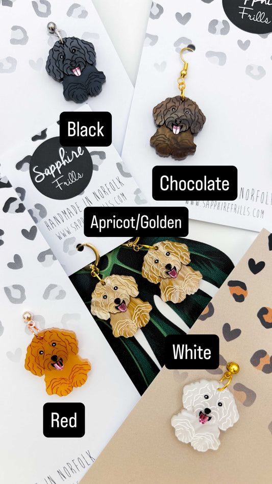 Large Cockapoo Dangle Earrings or Necklace – Hypoallergenic Stainless Steel