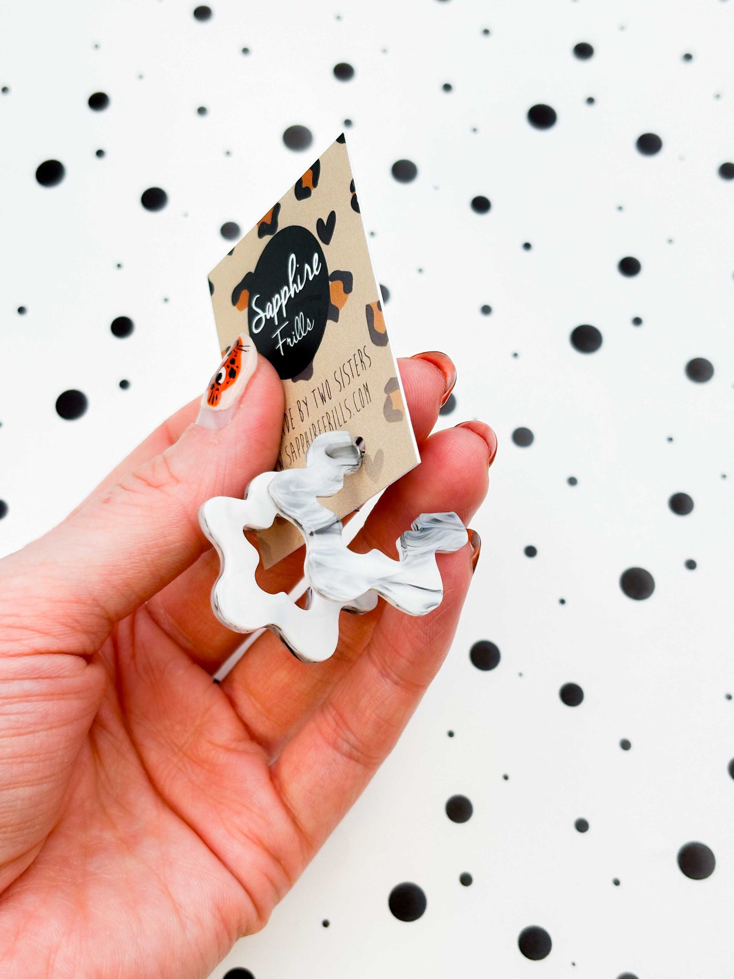 Large Black and White Ink Squiggle Hoops
