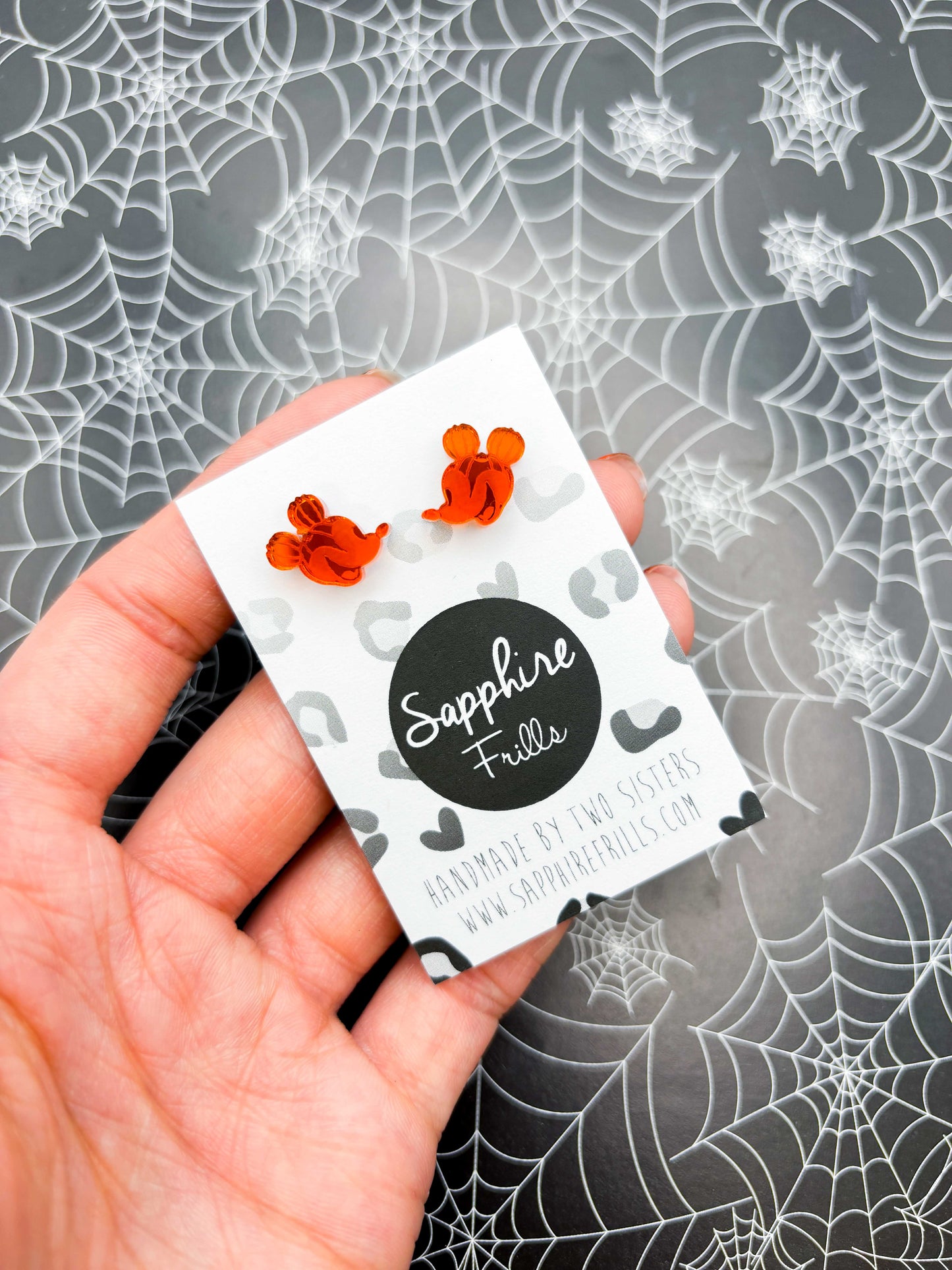 Mini Orange Mirror Mickey Mouse Pumpkin Head Stud Earrings