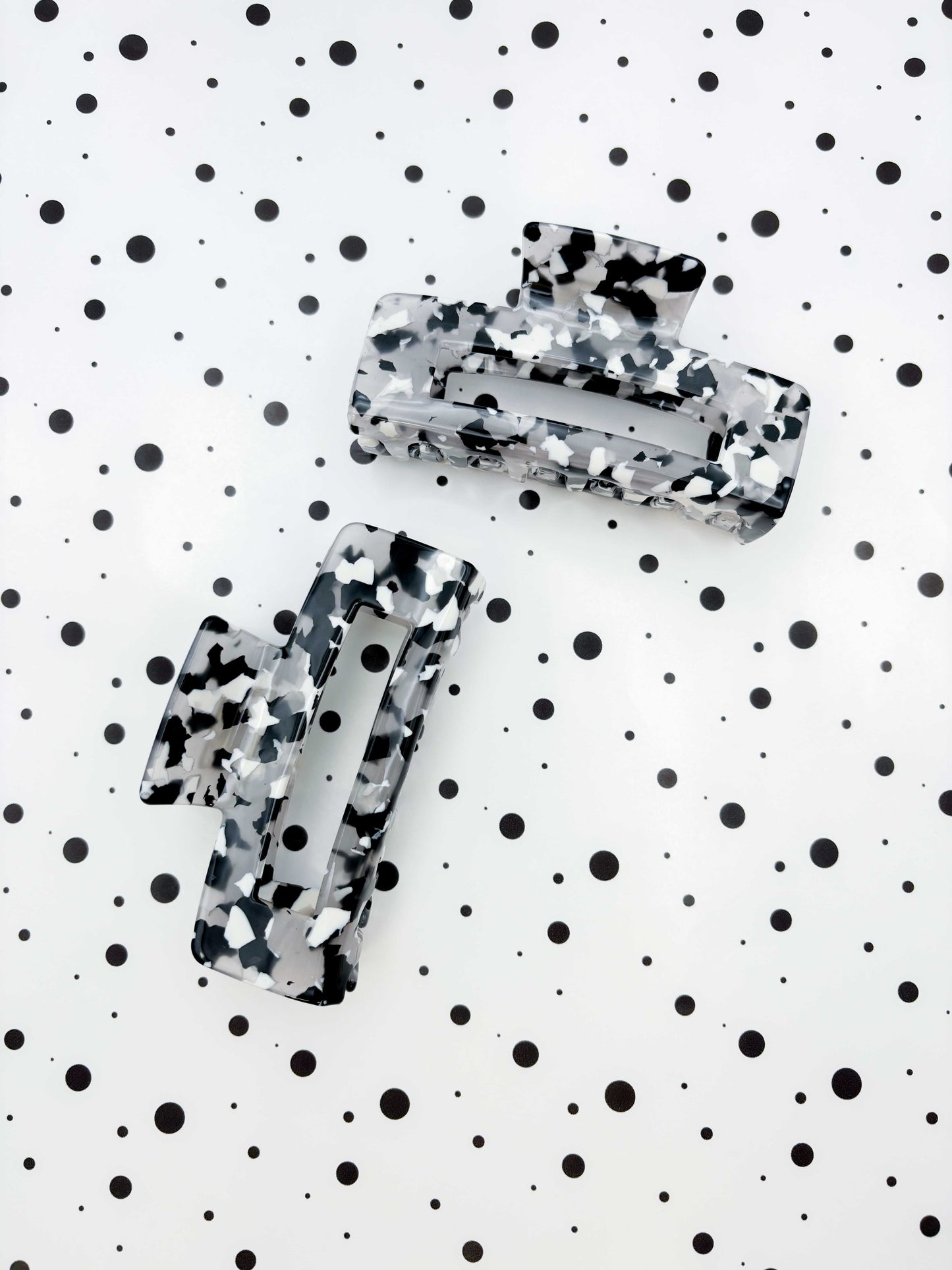 Large Monochrome Terrazzo Claw Clip