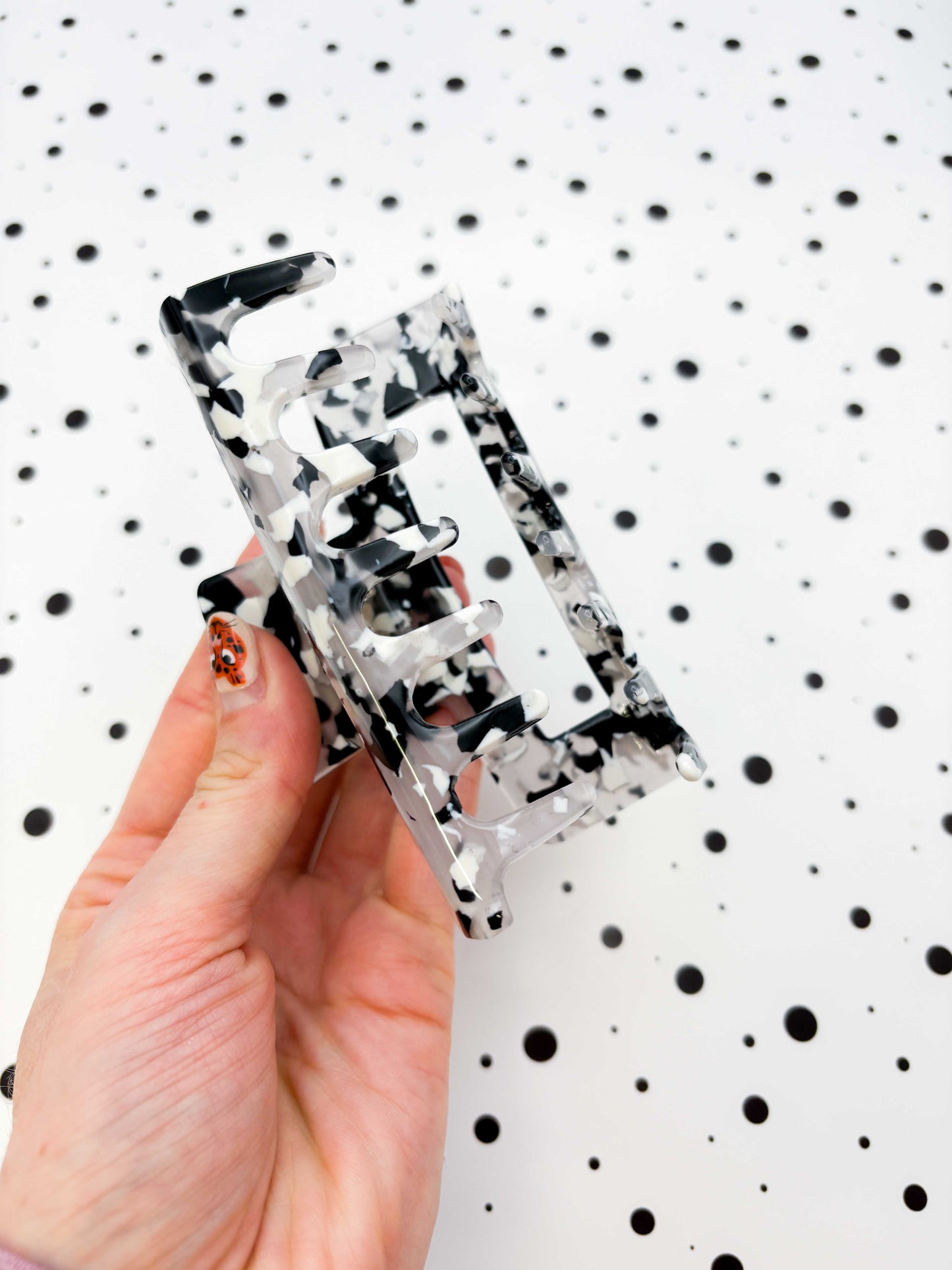 Large Monochrome Terrazzo Claw Clip