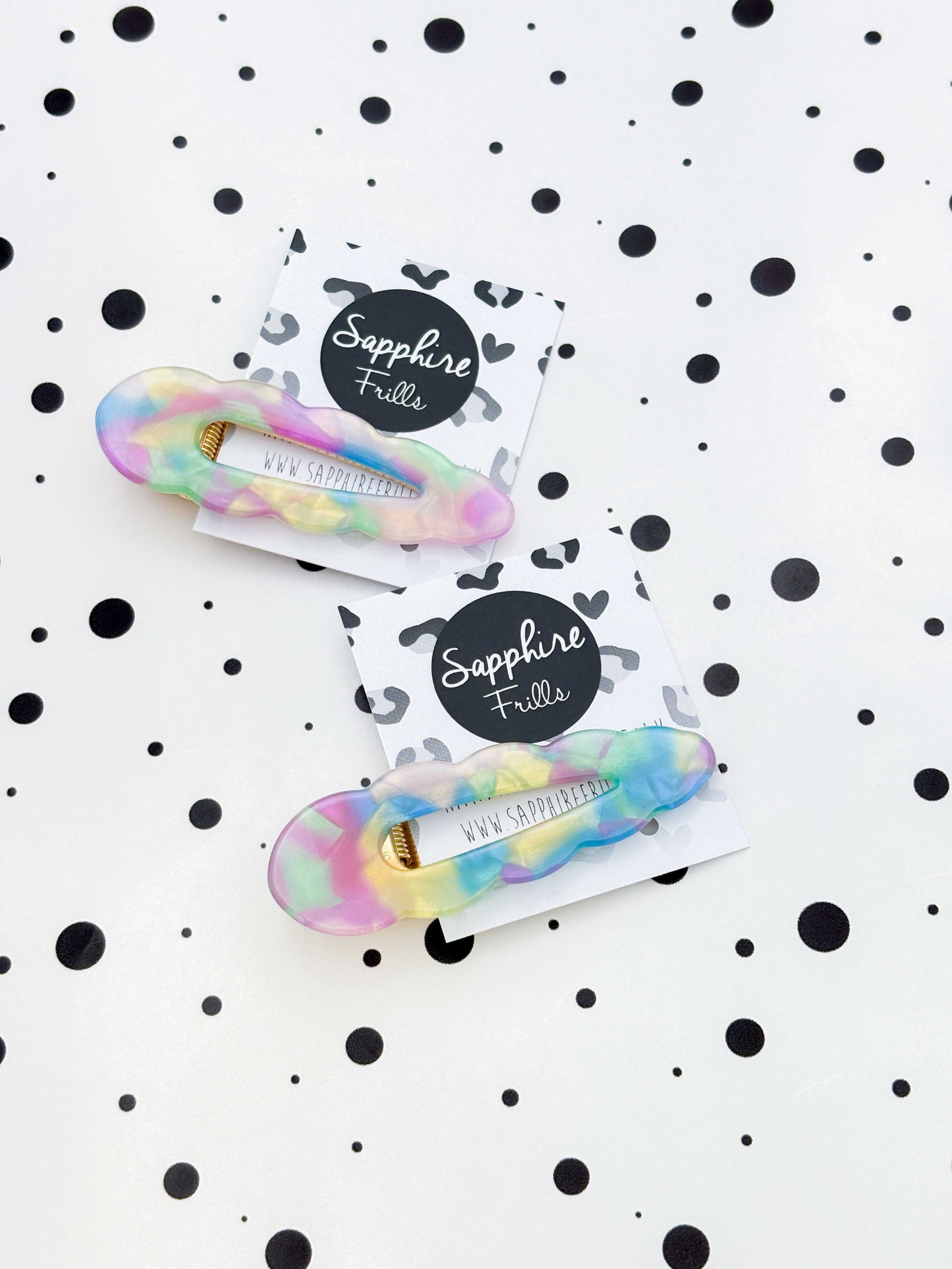 Scalloped Edge Metallic Rainbow Resin Hair Clip