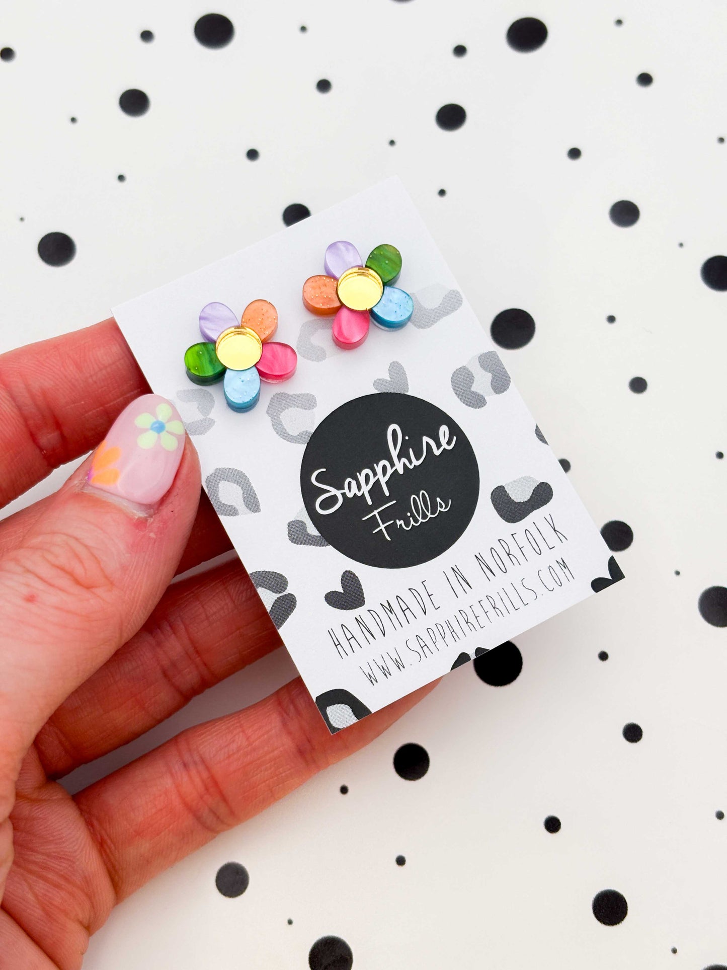 Small Pastel Rainbow Petal Flower Stud Earrings – Hypoallergenic Stainless Steel
