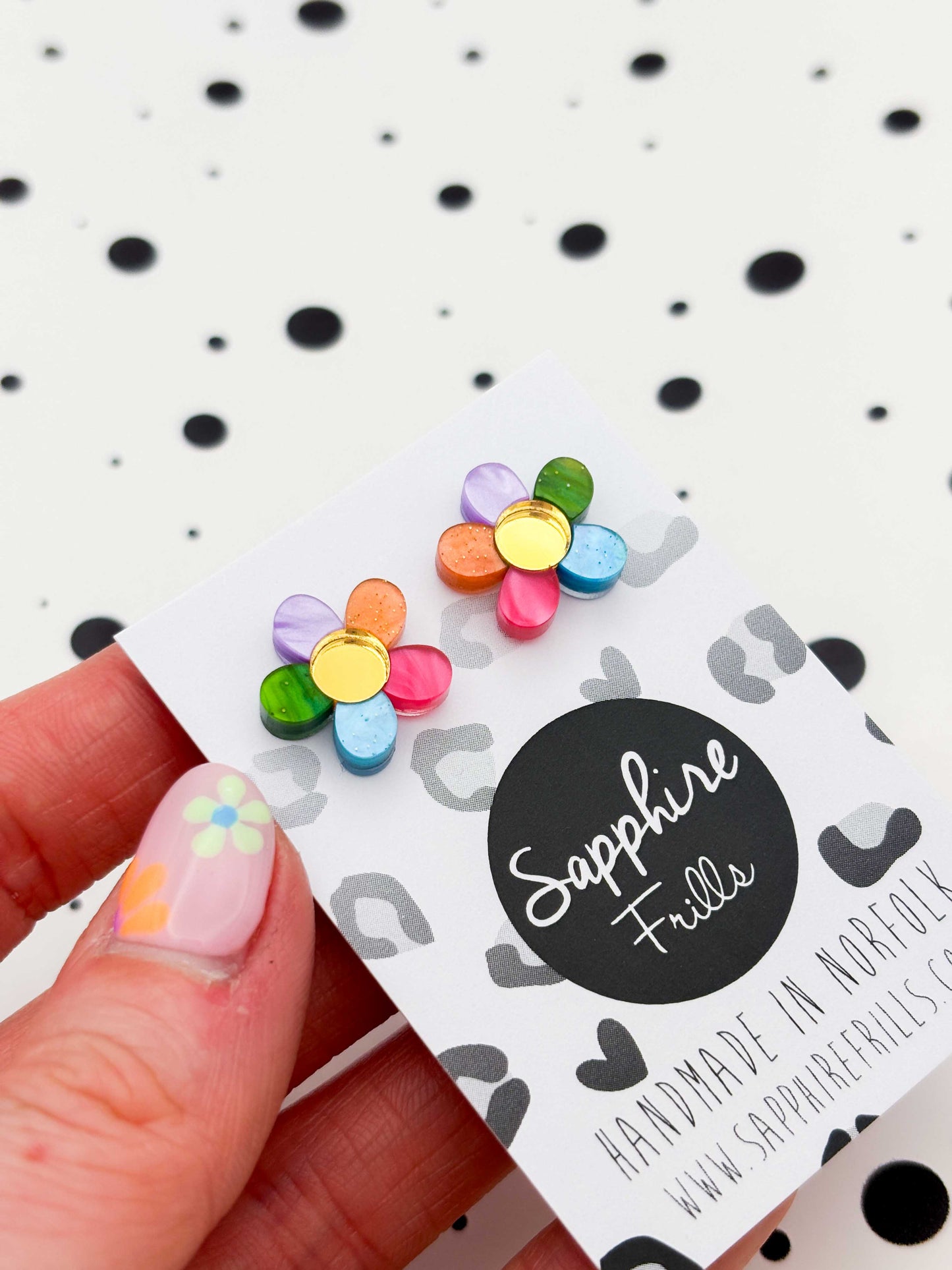 Small Pastel Rainbow Petal Flower Stud Earrings