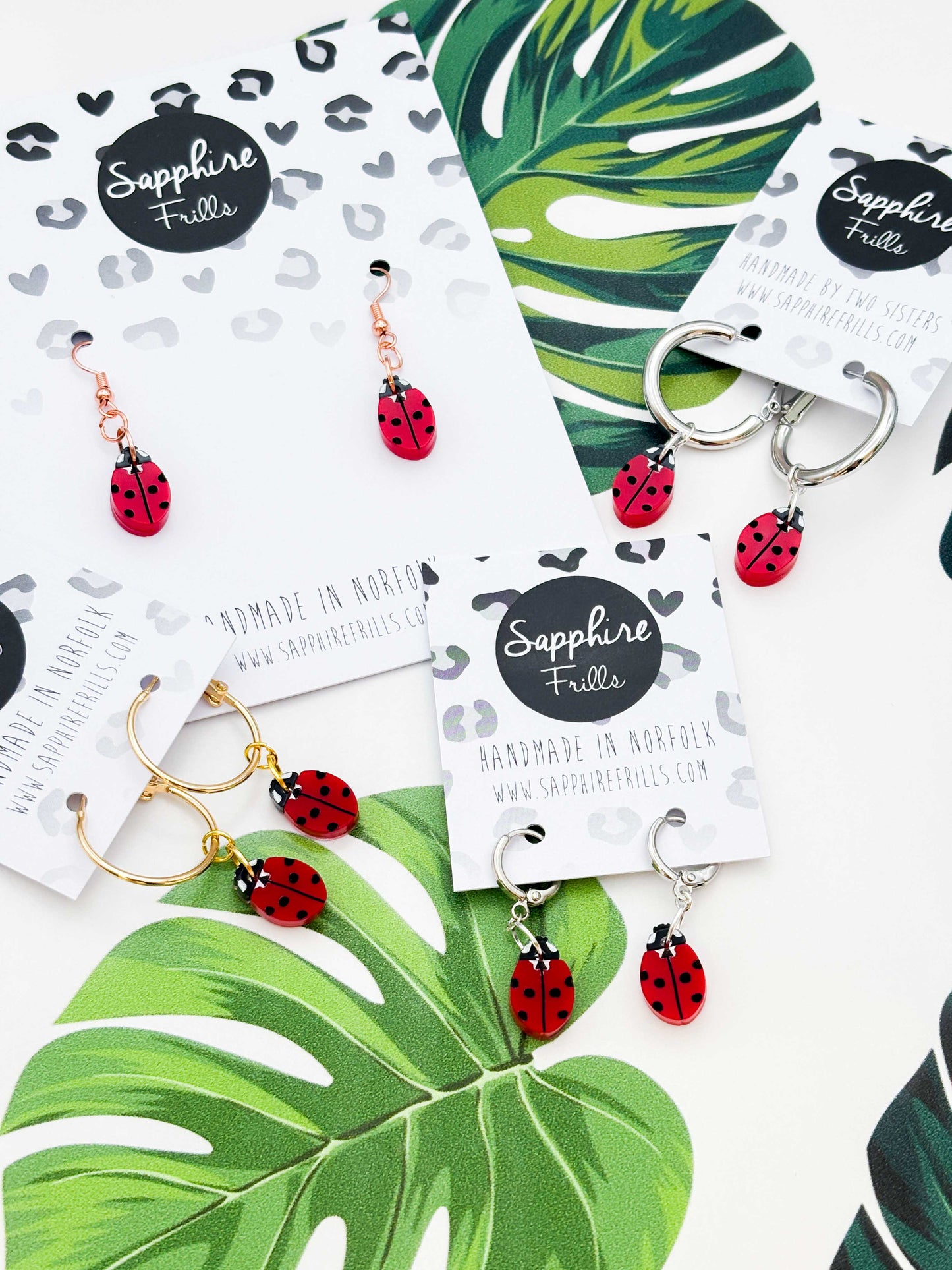 Small Ladybird Acrylic Dangle Earrings