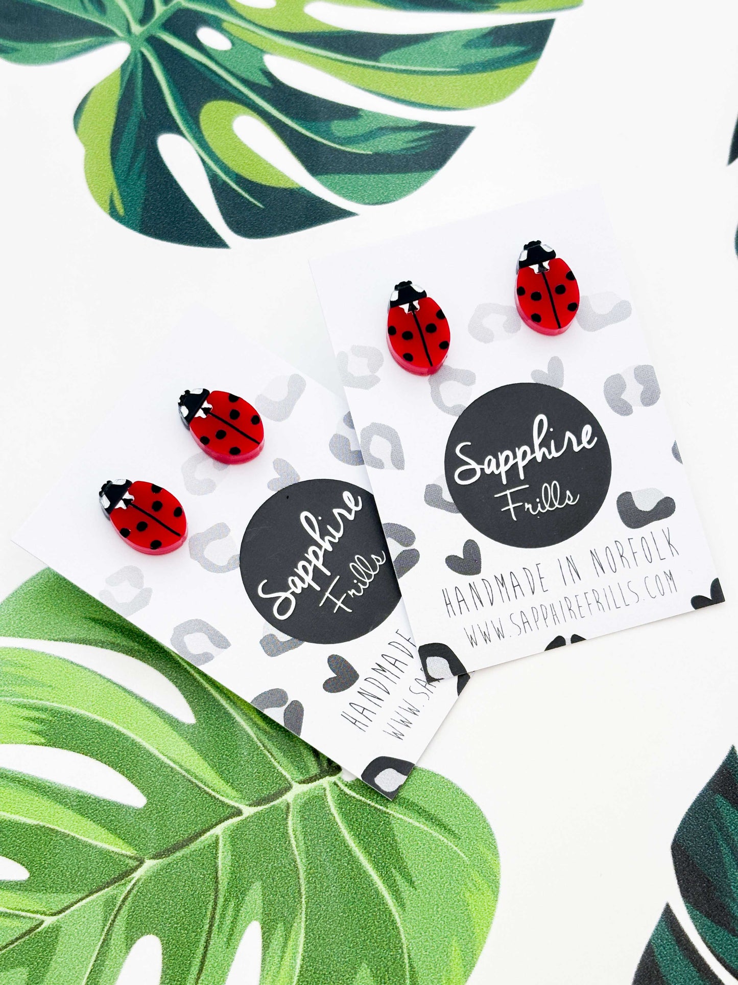 Small Ladybird Acrylic Stud Earrings – Hypoallergenic Stainless Steel