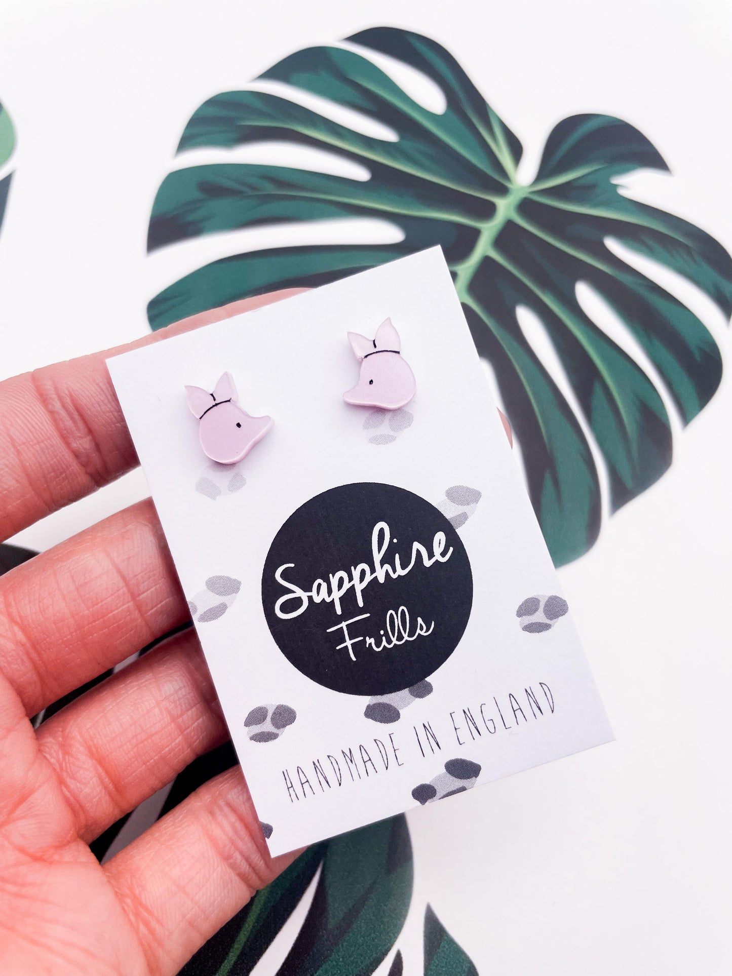 Mini Baby Pink Piglet Acrylic Stud Earrings – Hypoallergenic Stainless Steel