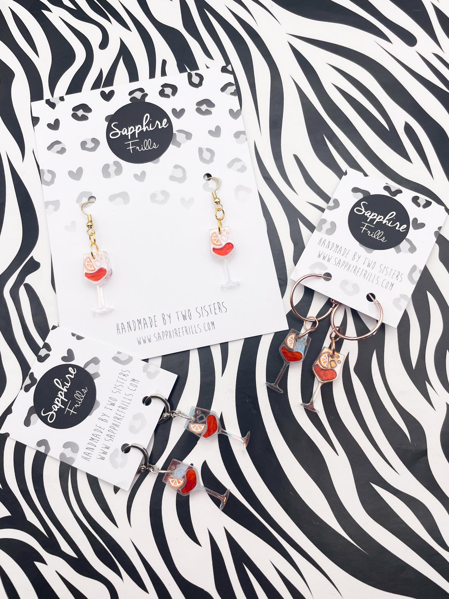 Medium Iridescent Blue and Orange Marble Acrylic Aperol Spritz Dangle Earrings