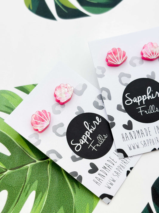 Mini Pink Real Shell Studs – Hypoallergenic Stainless Steel