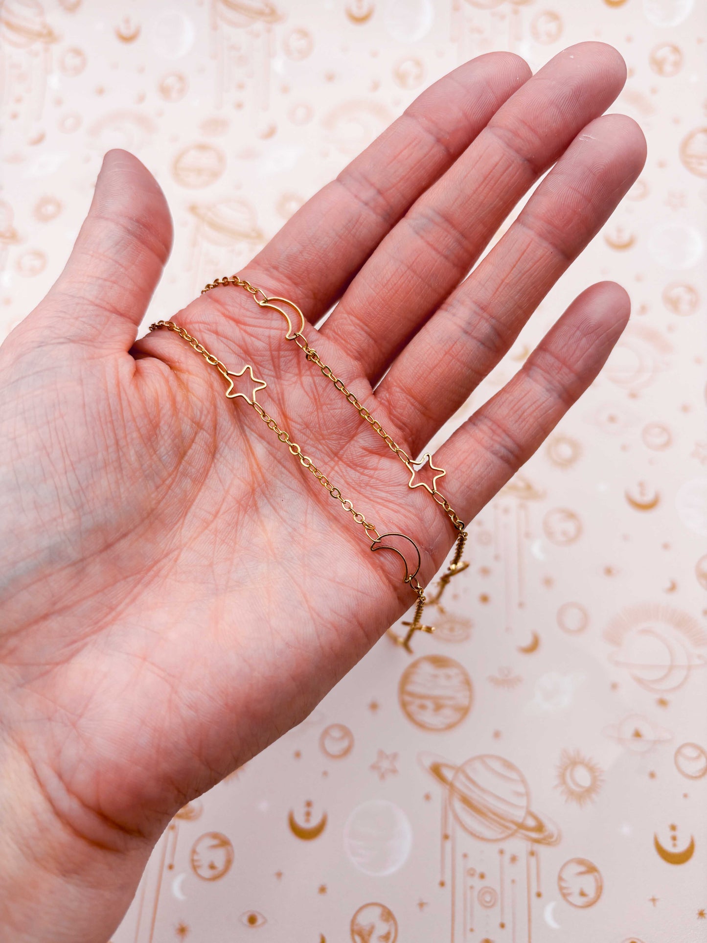 Gold Moon and Stars Glasses Chain
