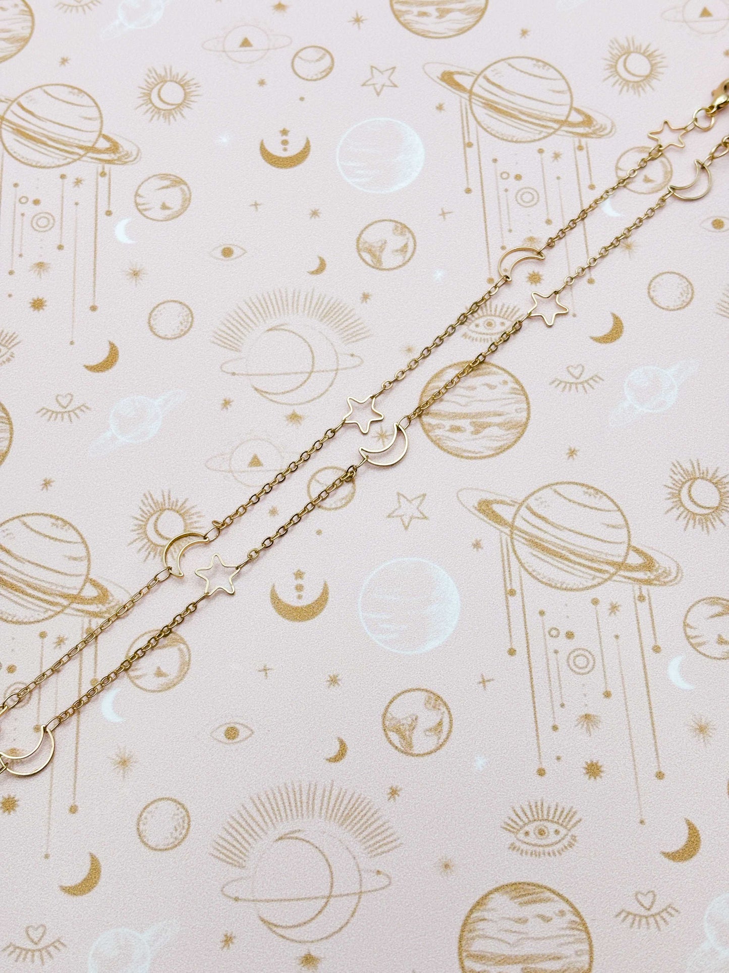 Gold Moon and Stars Glasses Chain