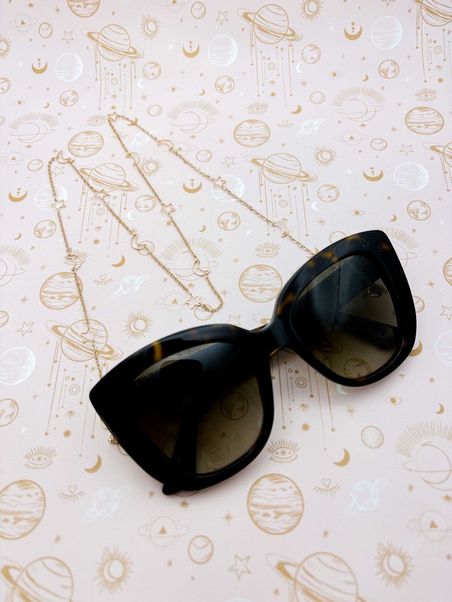 Gold Moon and Stars Glasses Chain