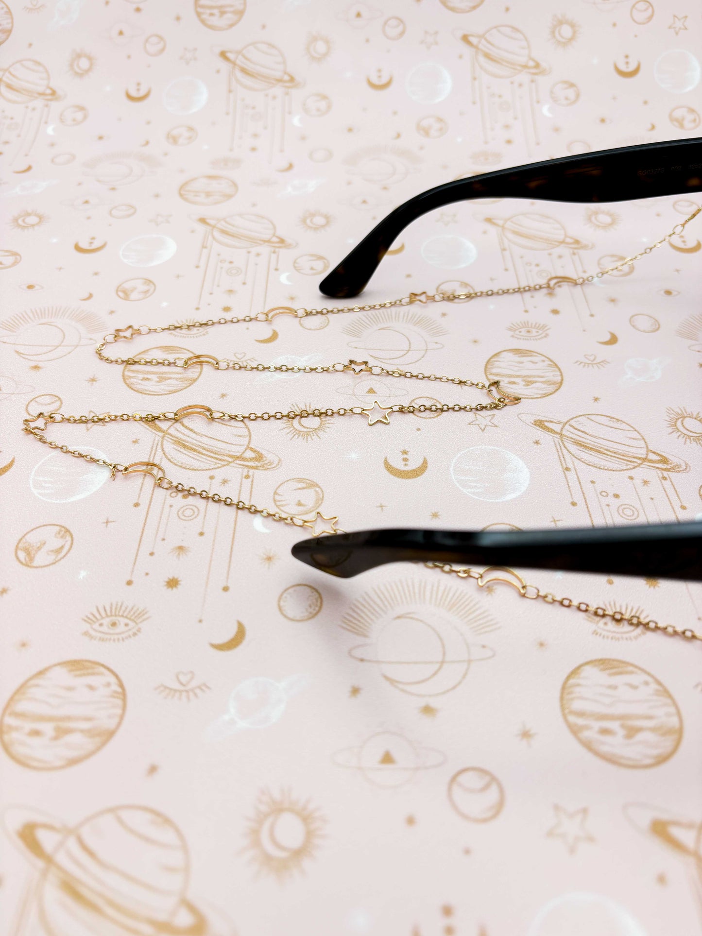 Gold Moon and Stars Glasses Chain
