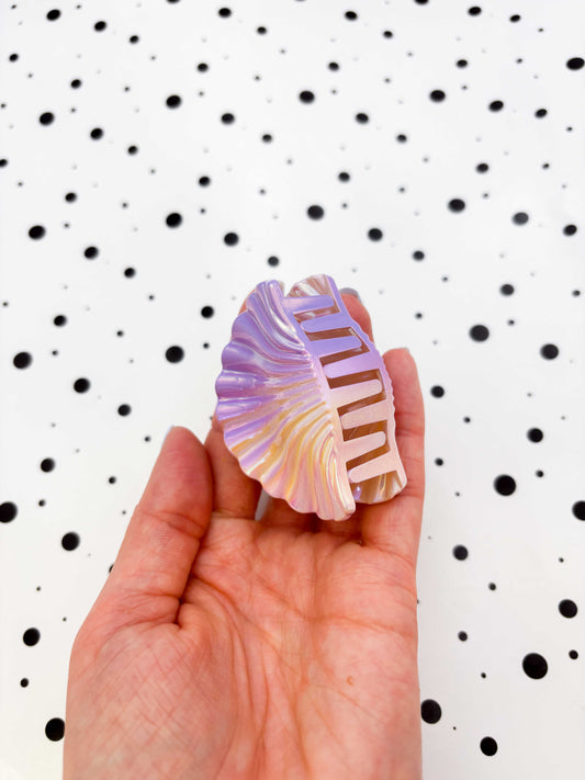 Small Iridescent Lilac and Cream Shell Claw Clip