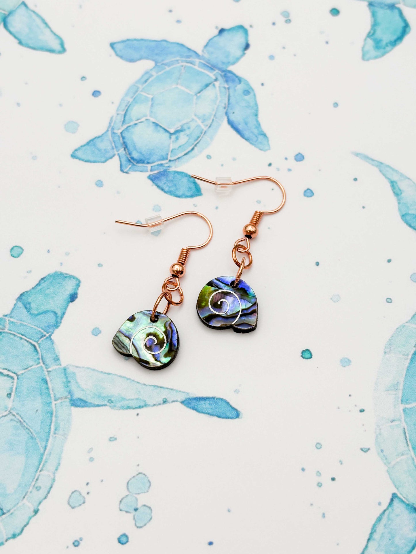 Mini Blue & Green Real Sundial Shell Dangle Earrings or Necklace – Hypoallergenic Stainless Steel