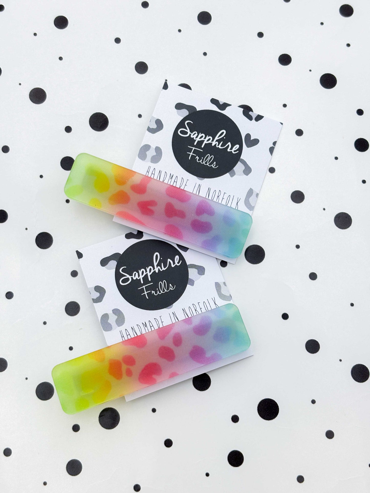 Ombre Rainbow Leopard Print Rectangle Acrylic Hair Clip