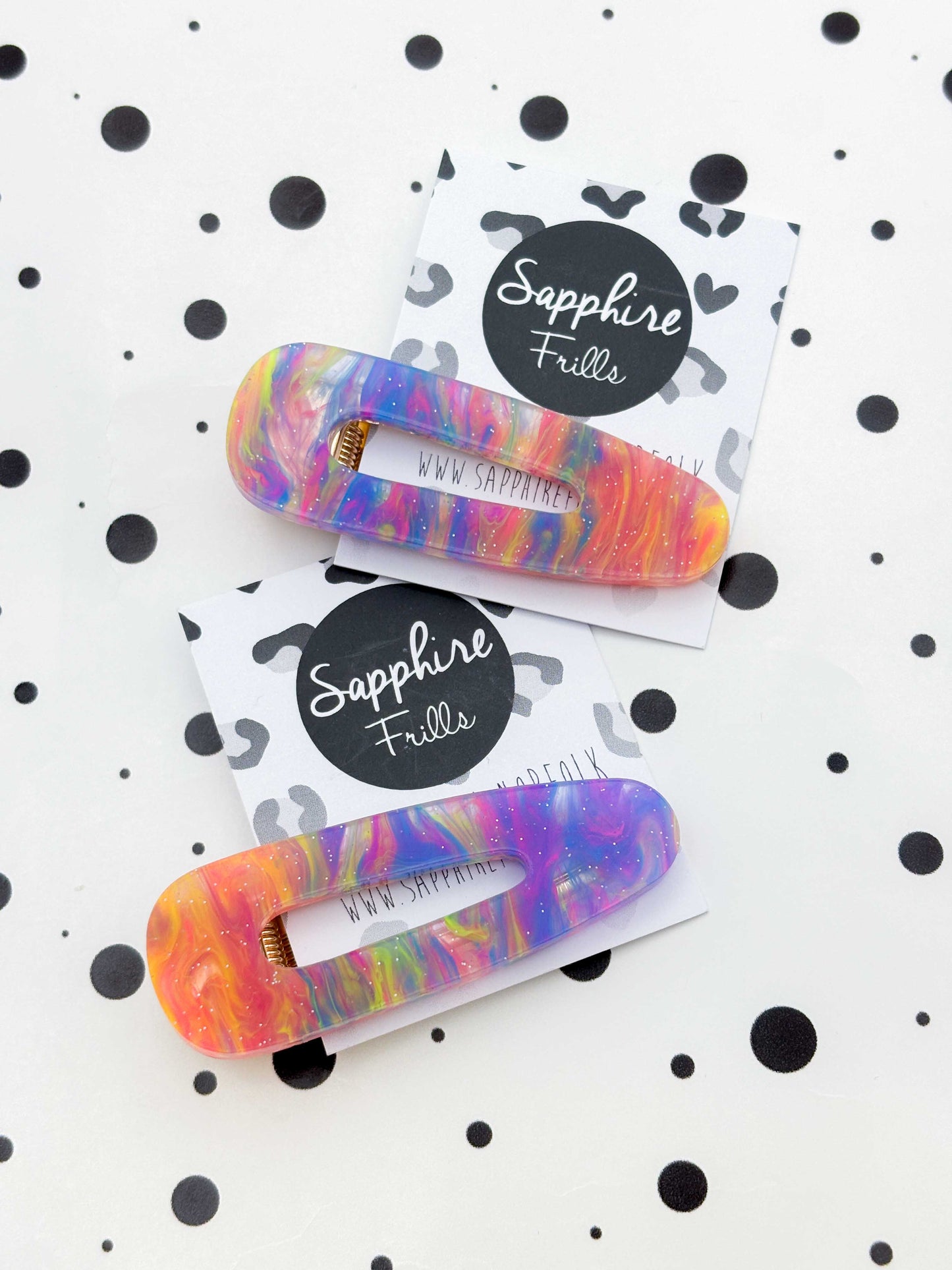 Rainbow Glitter Marble Barrette Acrylic Hair Clip
