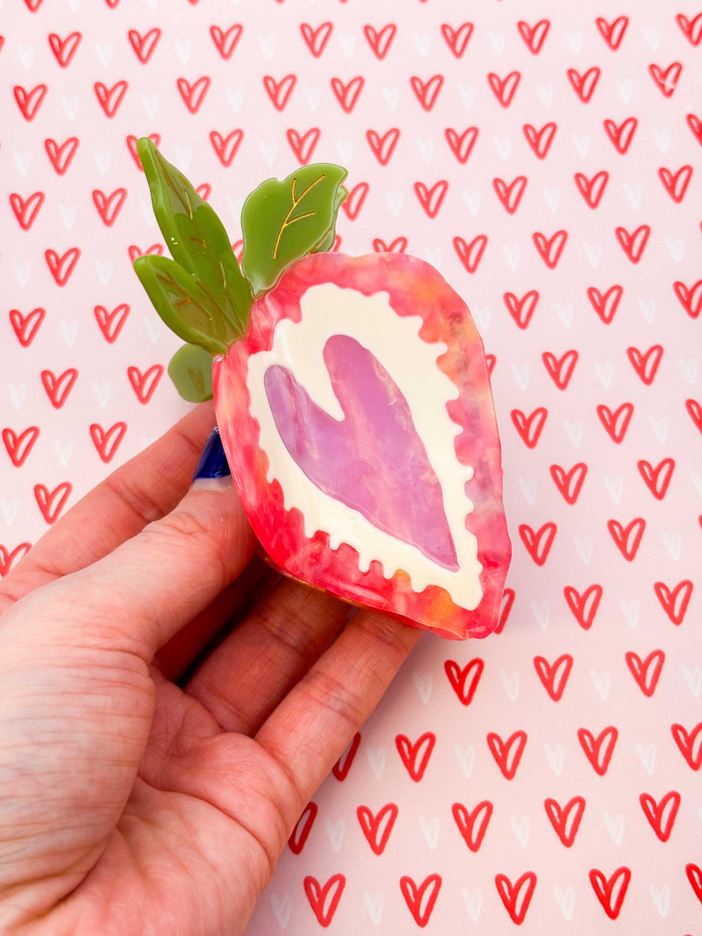 Large Pink Strawberry Claw Clip