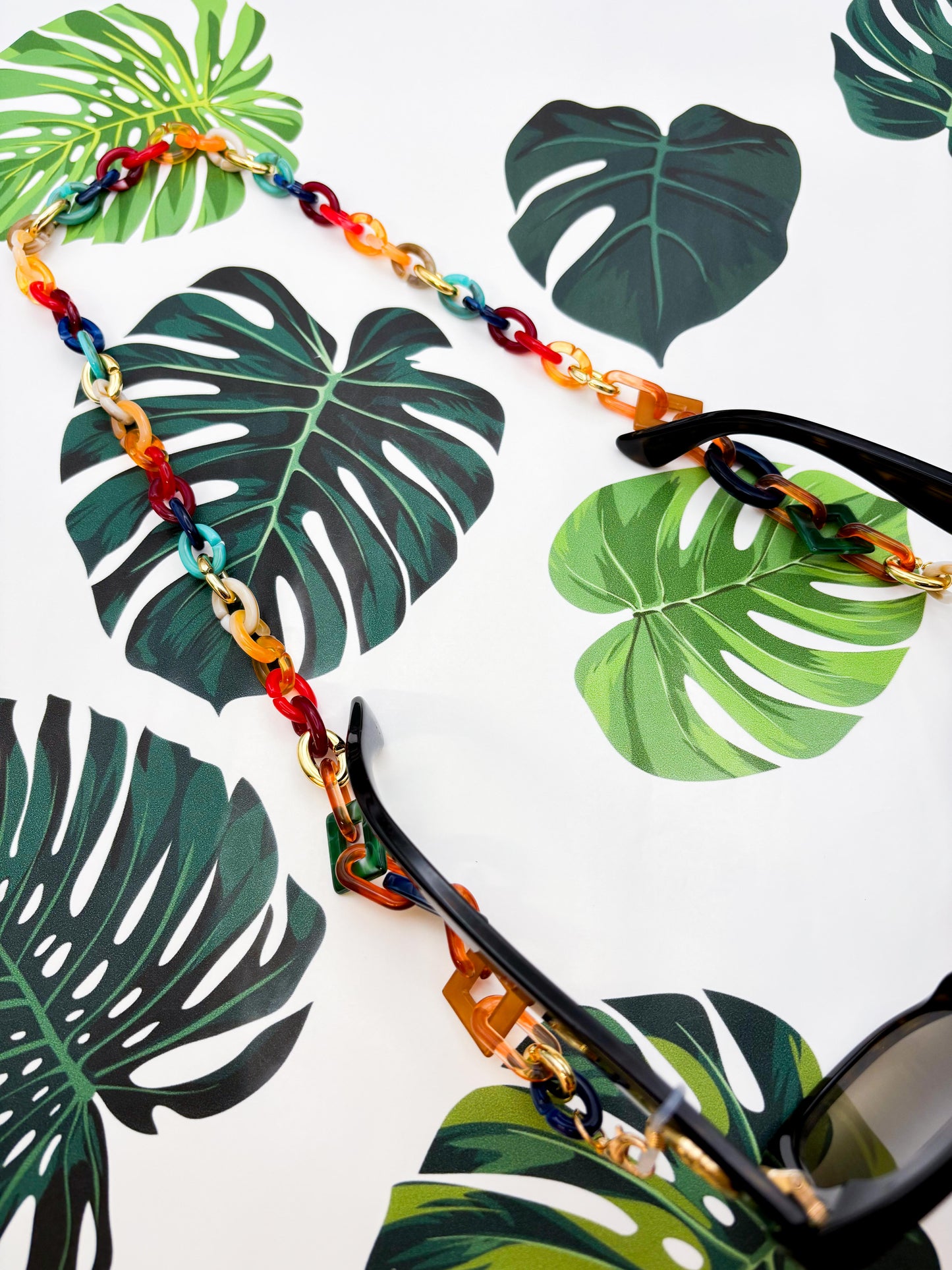 Bright Rainbow Geometric Glasses Chain
