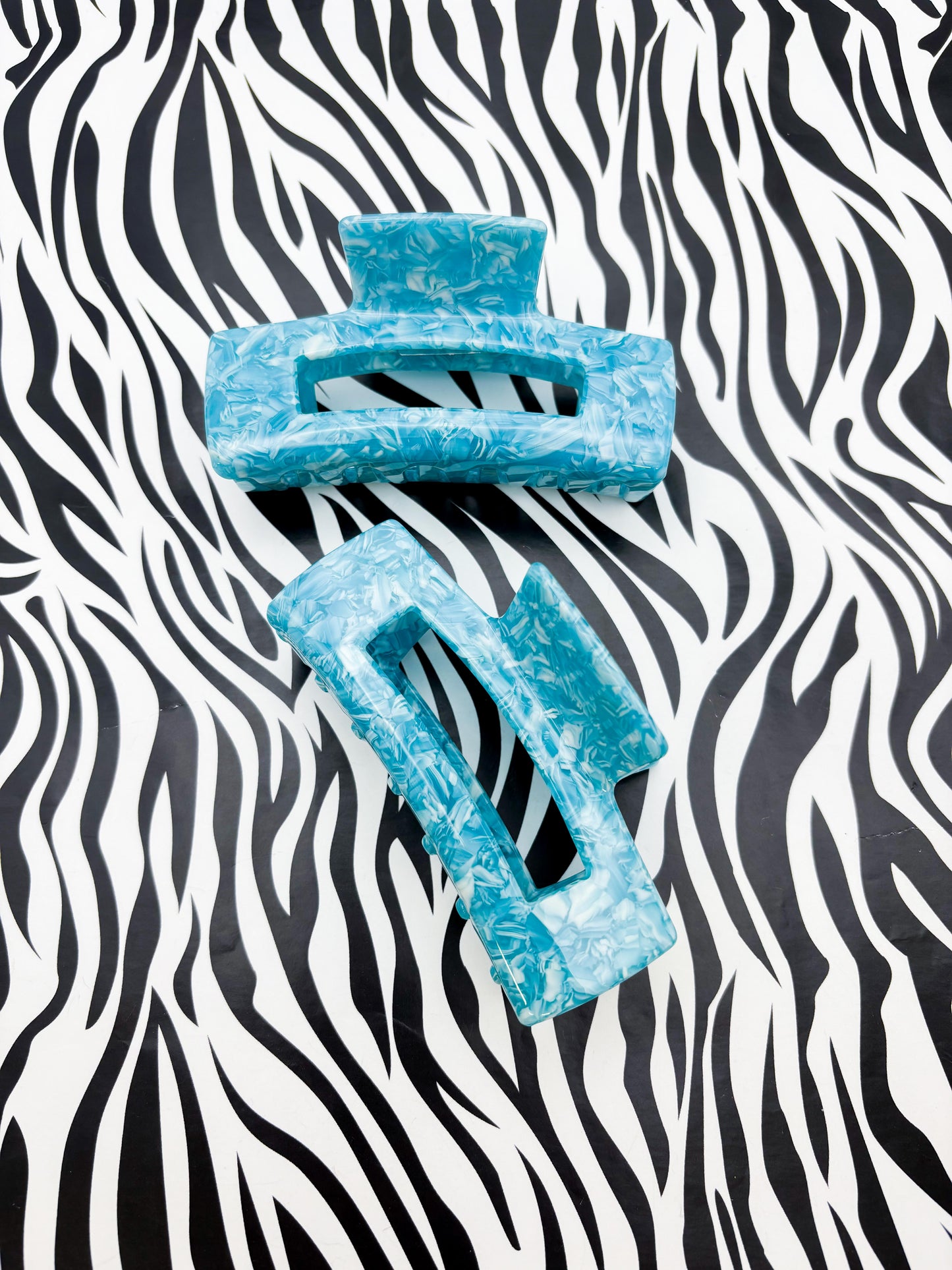 Large Turquoise Marble Claw Clip