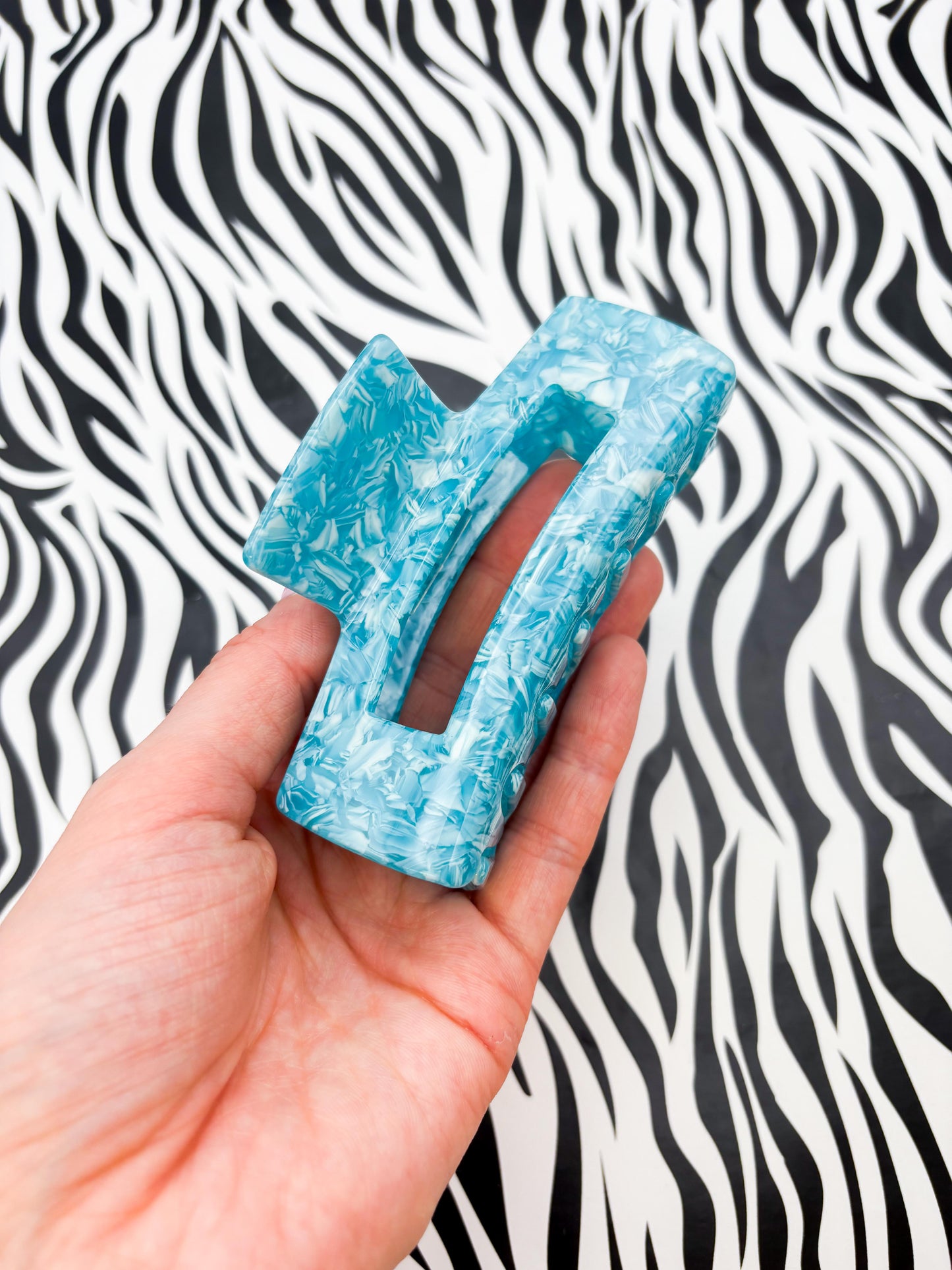 Large Turquoise Marble Claw Clip