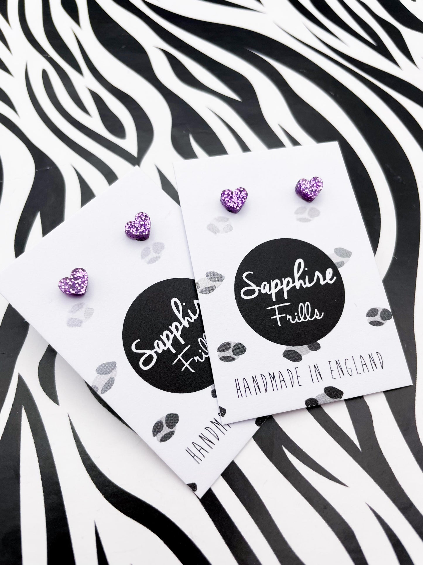 Micro Mauve Purple Glitter Acrylic Heart Stud Earrings – Hypoallergenic Stainless Steel