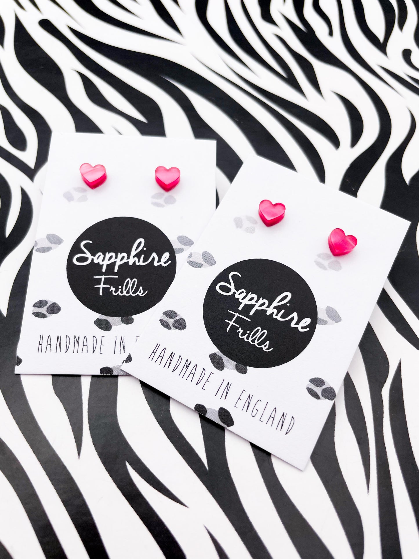 Micro Hot Pink Marble Acrylic Heart Stud Earrings – Hypoallergenic Stainless Steel