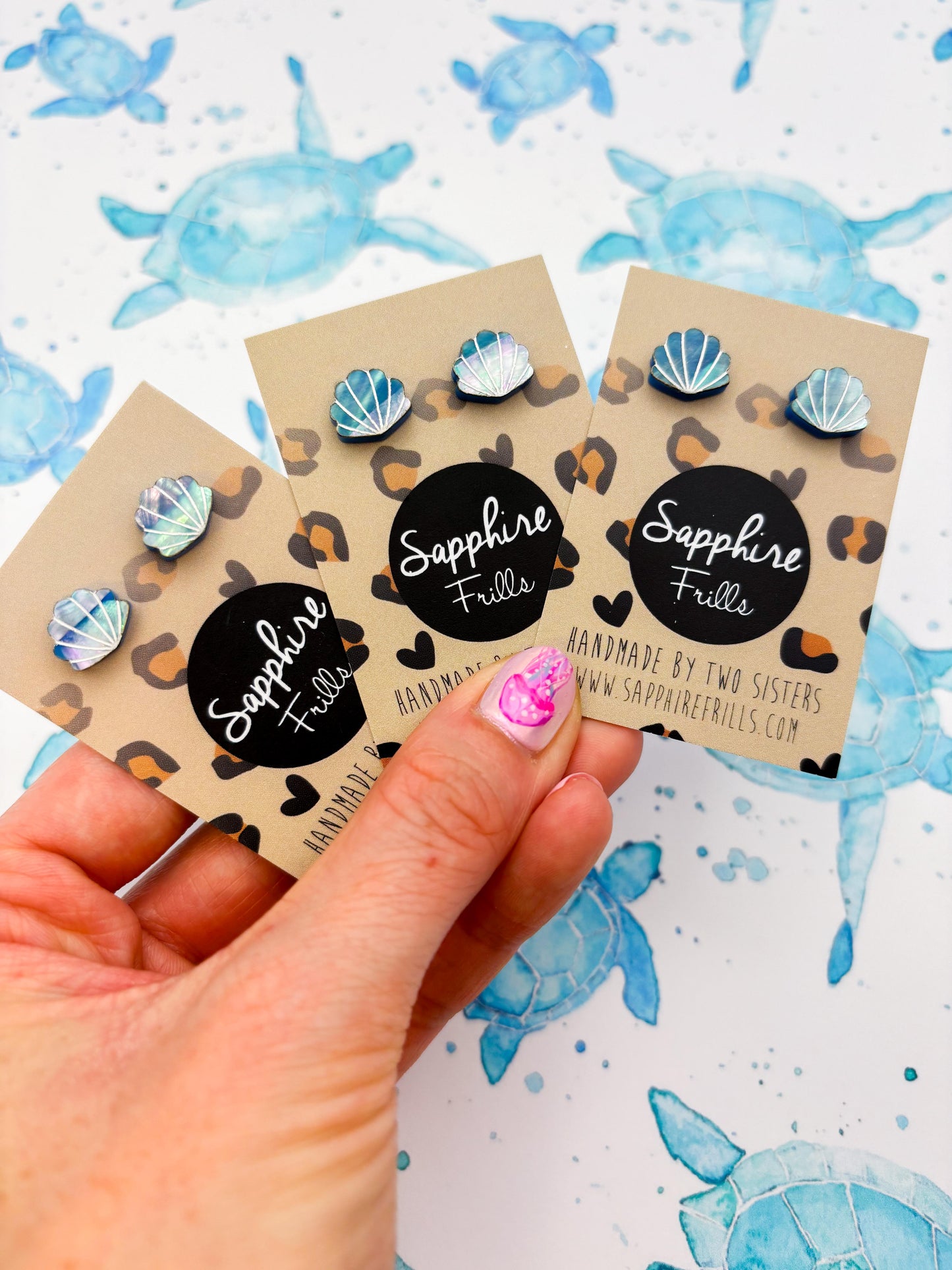 Mini Real Blue Shell Acrylic Stud Earrings