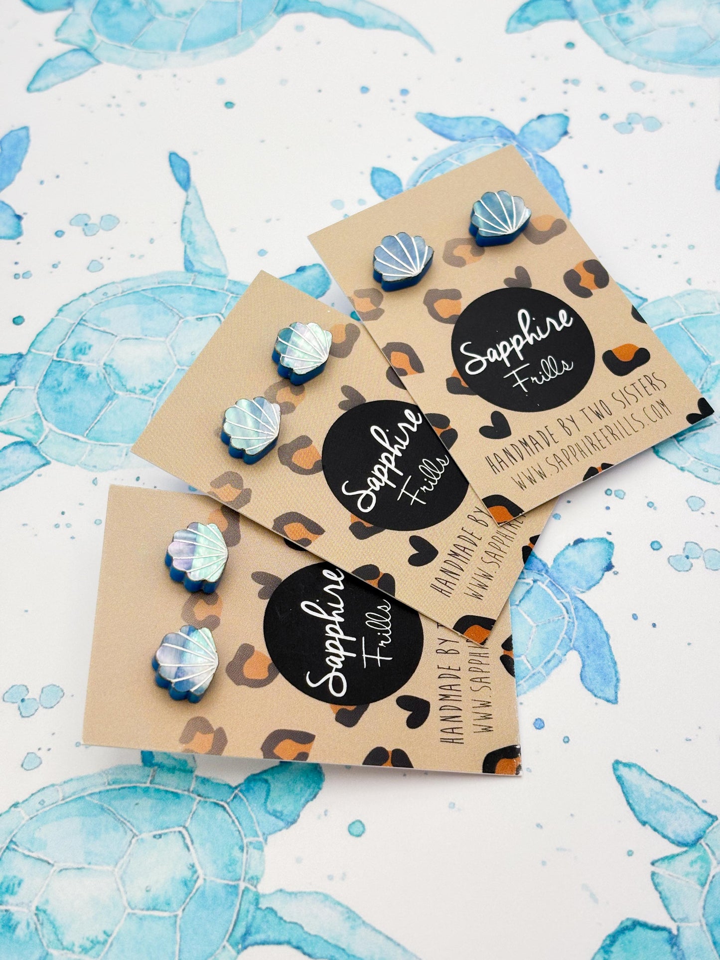 Mini Real Blue Shell Acrylic Stud Earrings