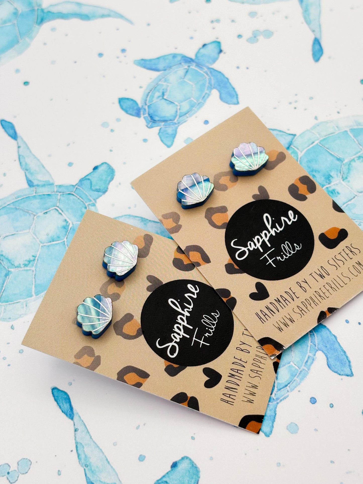 Mini Real Blue Shell Acrylic Stud Earrings