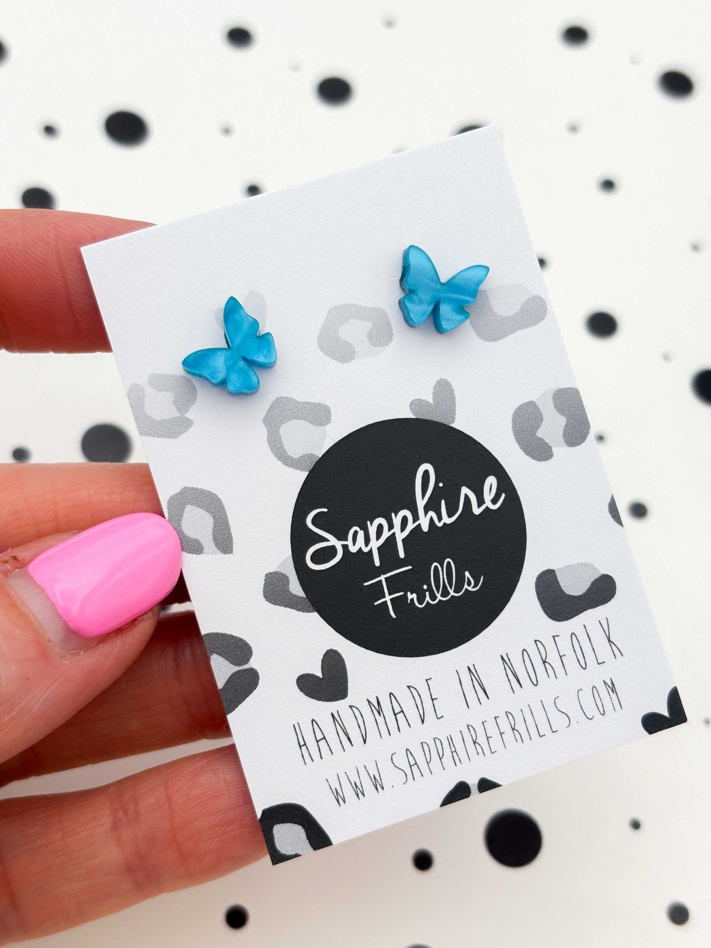 Mini Turquoise Marble Butterfly Studs – Hypoallergenic Stainless Steel