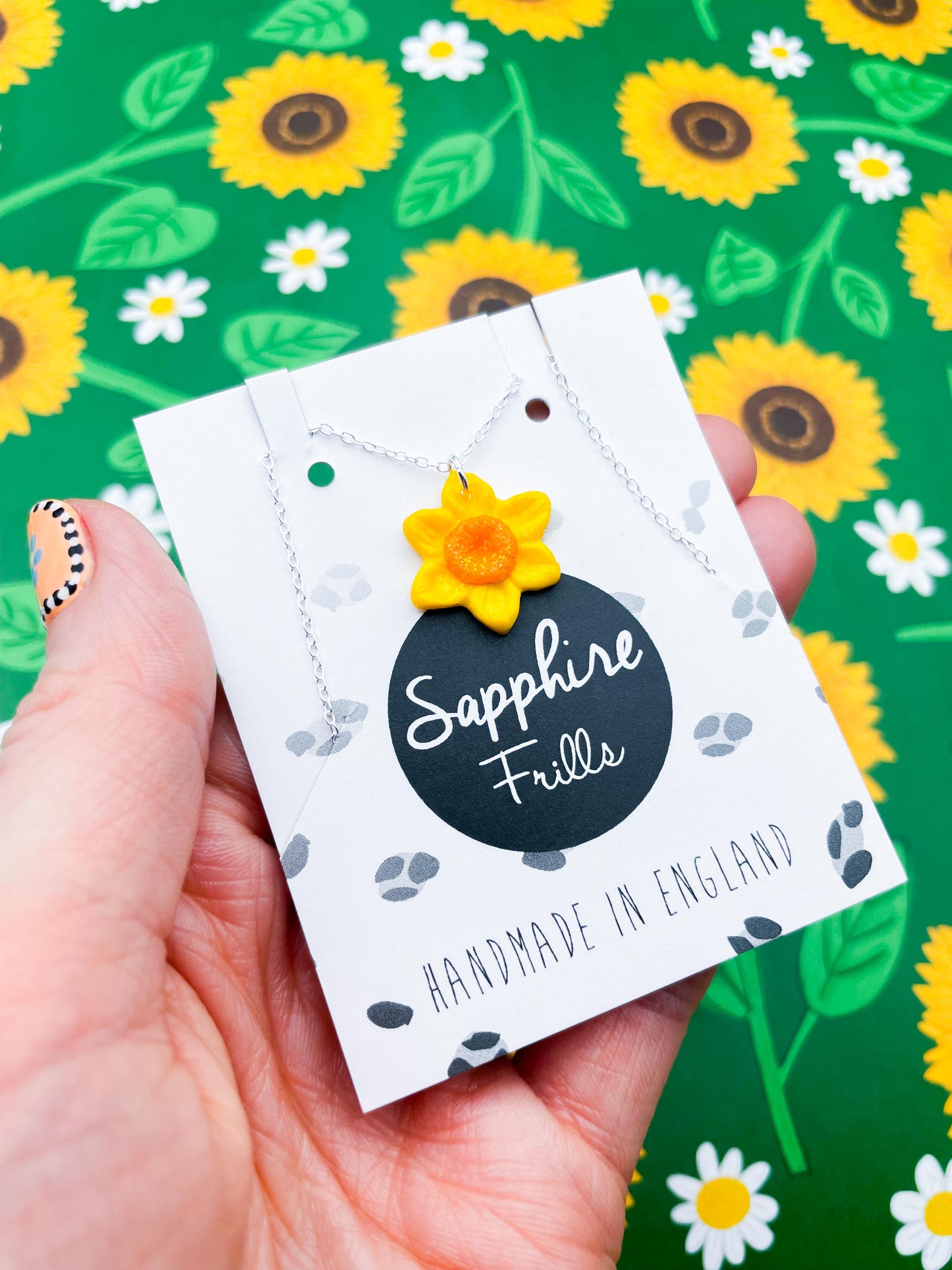Medium Yellow and Orange Glitter Daffodil Earrings