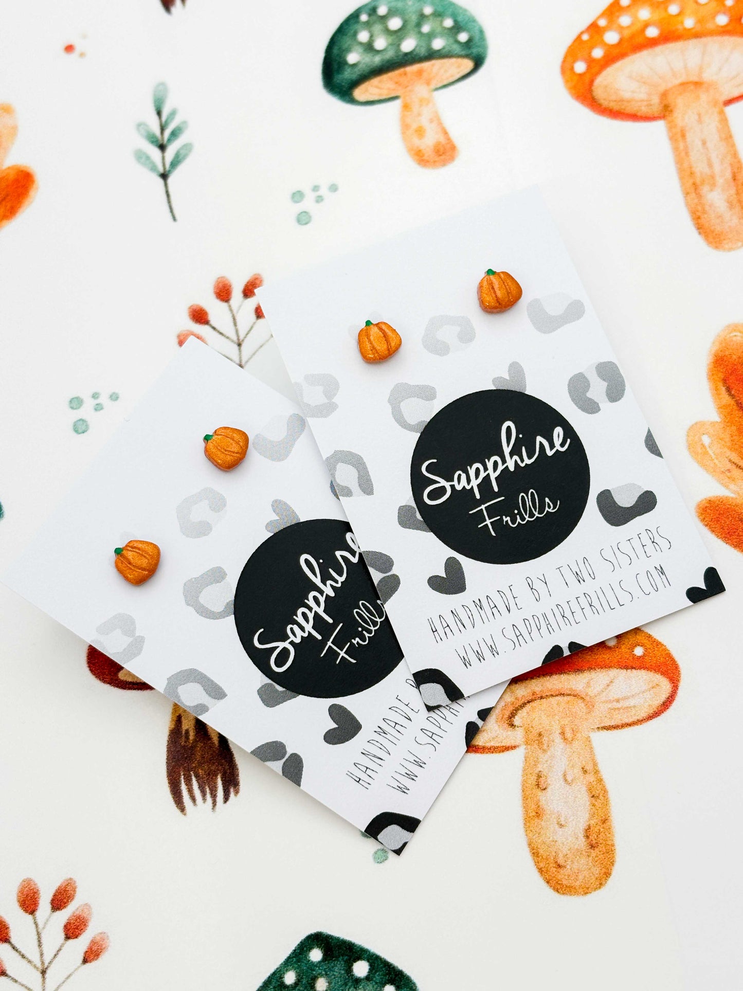 Micro Metallic Orange Pumpkin Stud Earrings