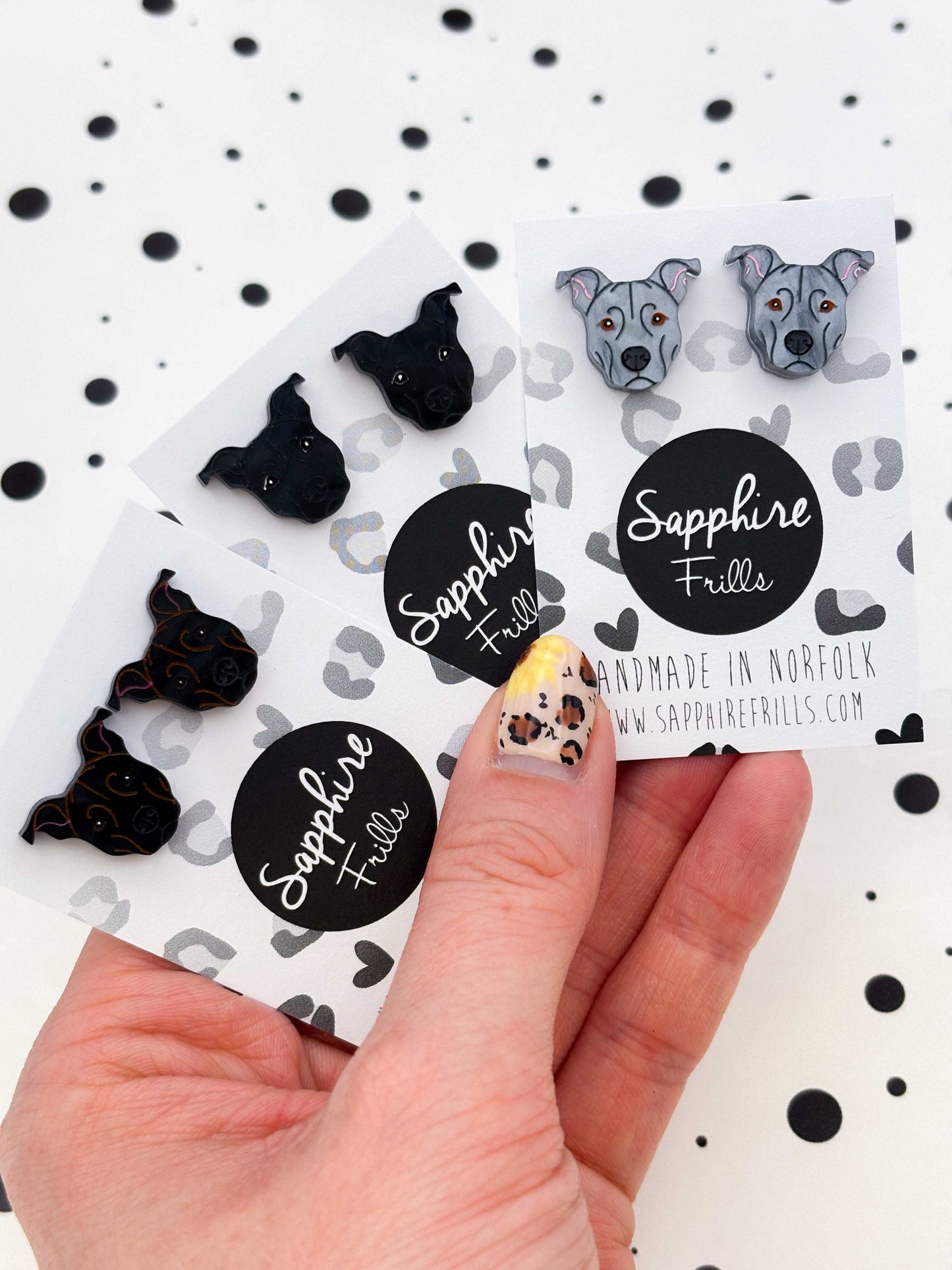 Small Staffordshire Bull Terrier Stud Earrings – Hypoallergenic Stainless Steel