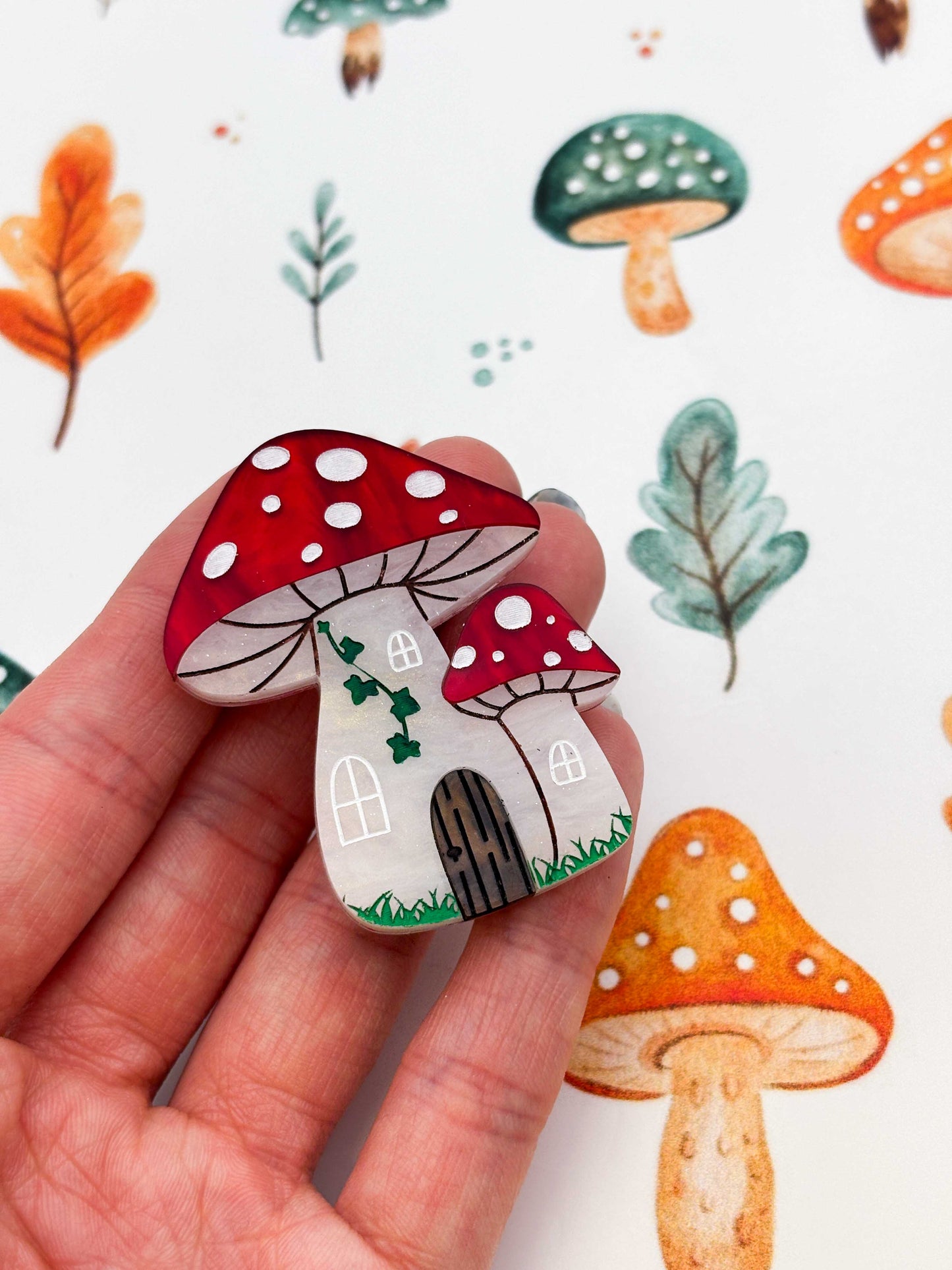 Enchanted Toadstool House Brooch