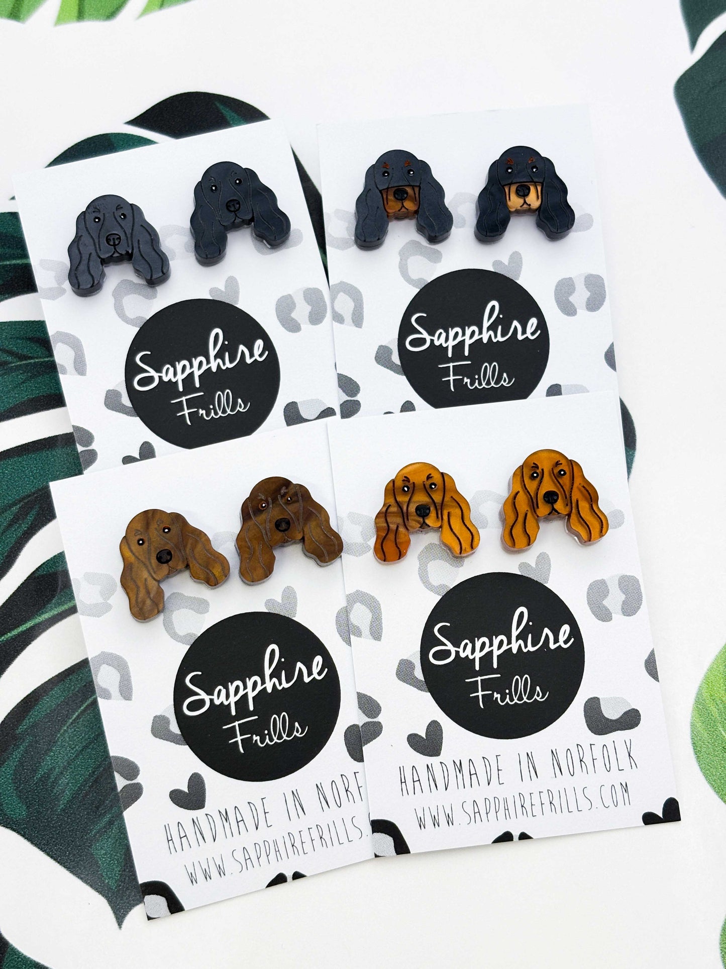 Small Cocker Spaniel Face Dangle Earrings – Hypoallergenic Stainless Steel