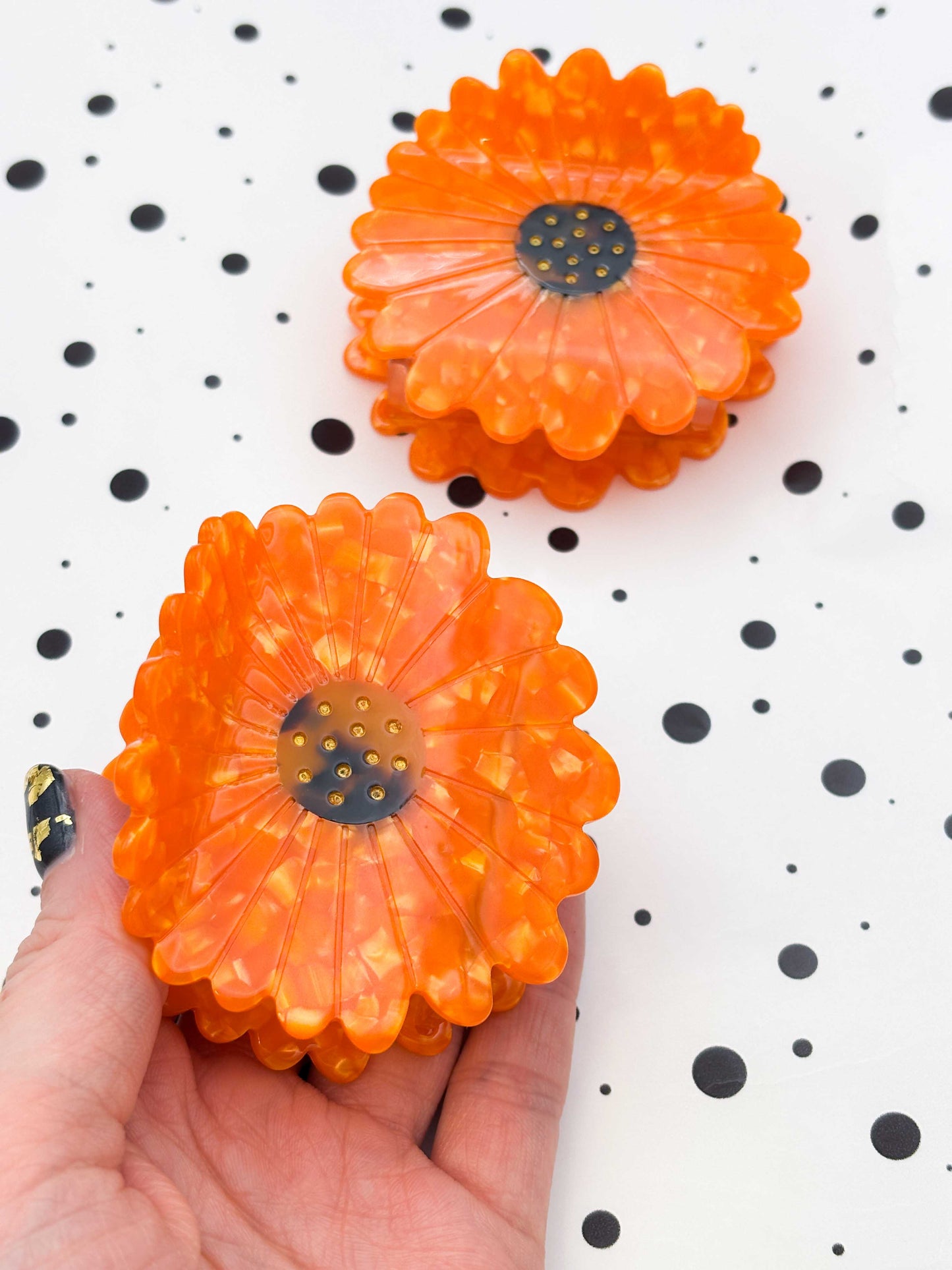 Medium Autumn Orange Flower Claw Clip