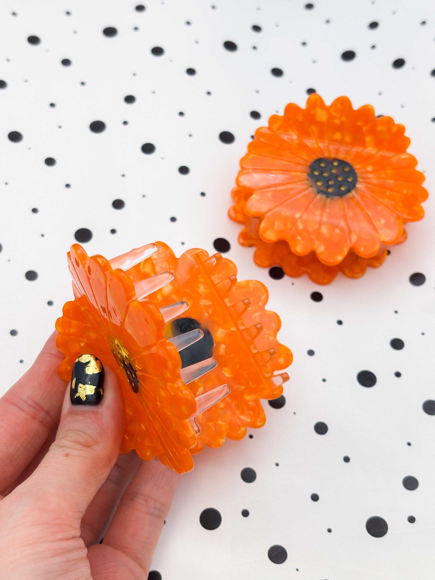 Medium Autumn Orange Flower Claw Clip