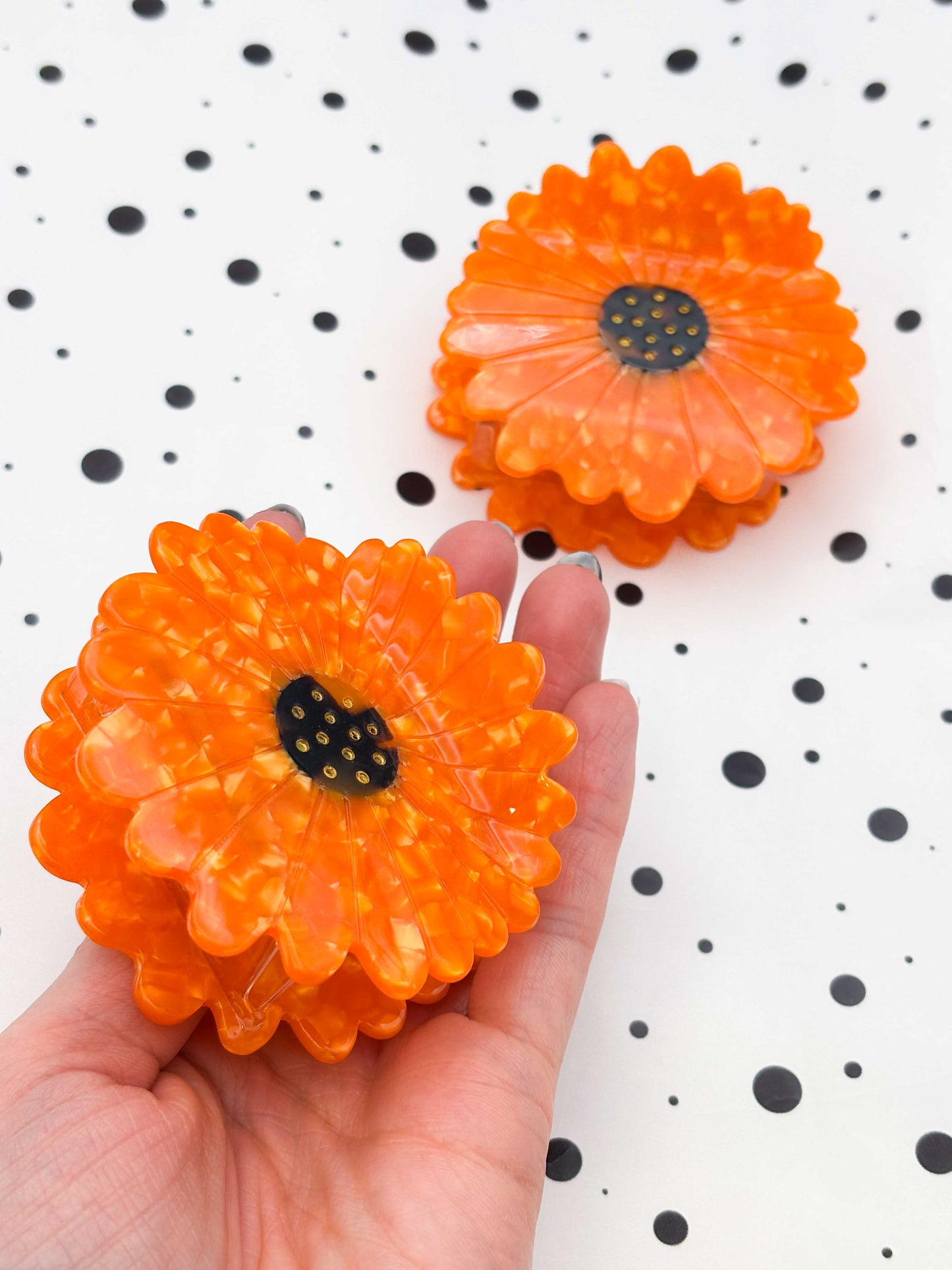 Medium Autumn Orange Flower Claw Clip