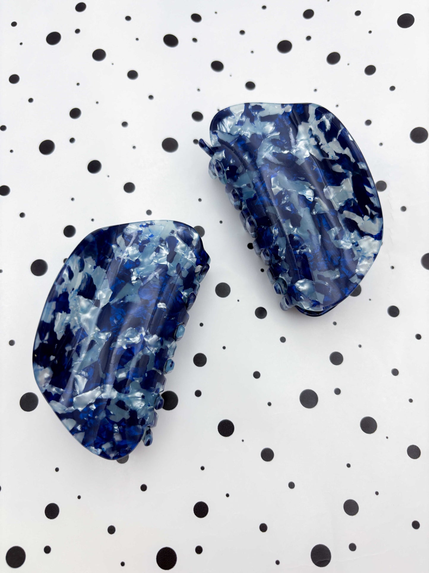 Medium Navy Blue Speckled Arch Claw Clip
