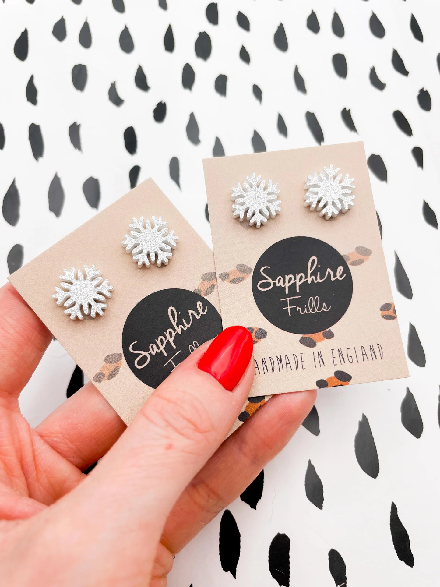 Small Silver Glitter Acrylic Snowflake Studs from Sapphire Frills