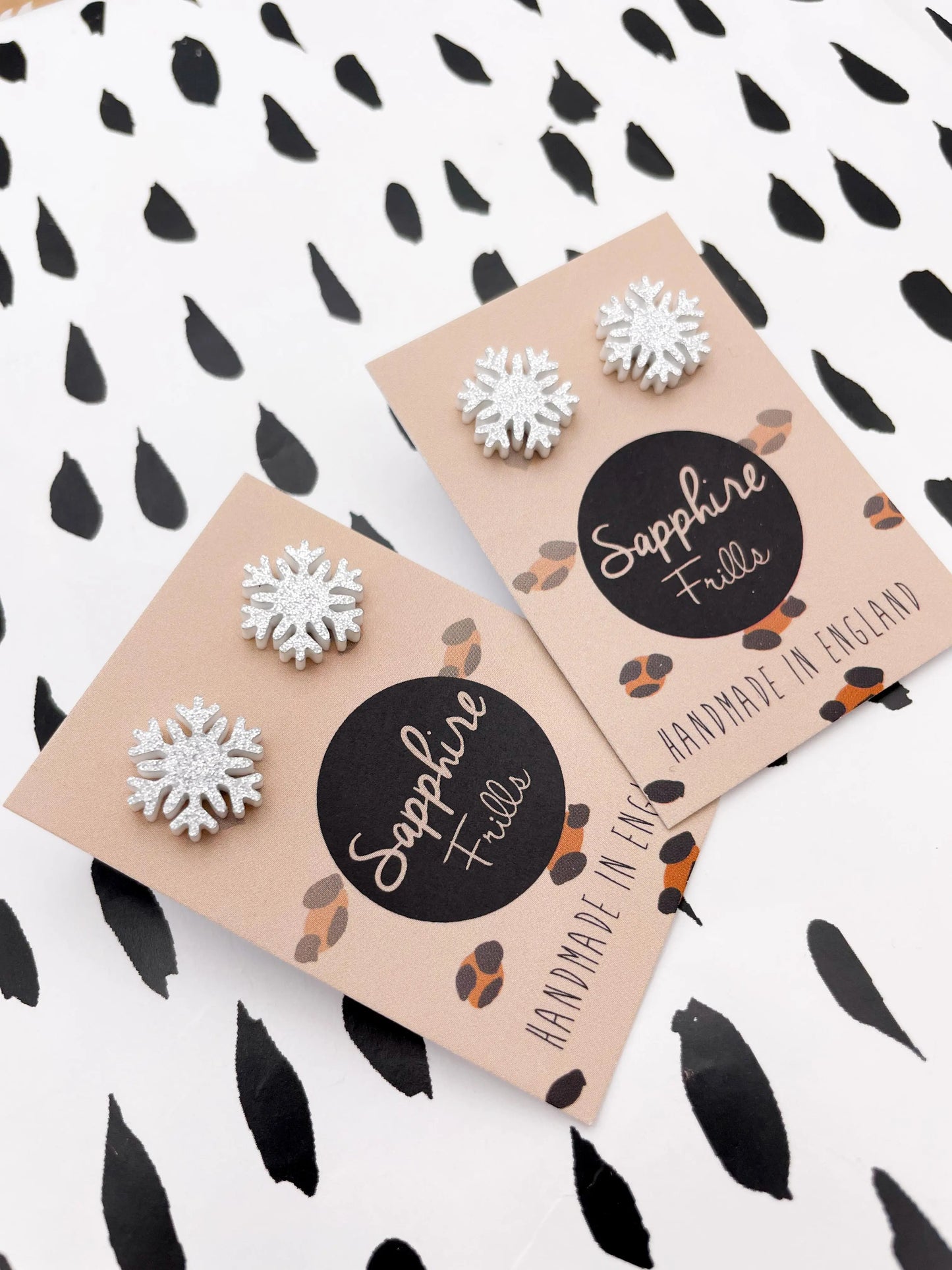 Small Silver Glitter Acrylic Snowflake Studs from Sapphire Frills