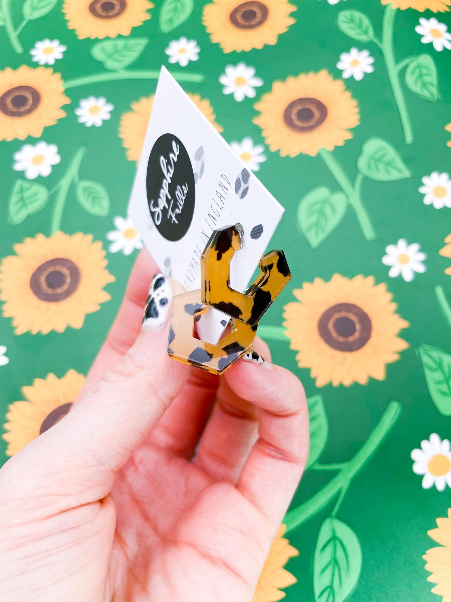 Tortoise Shell Acrylic Polygon Hoops from Sapphire Frills