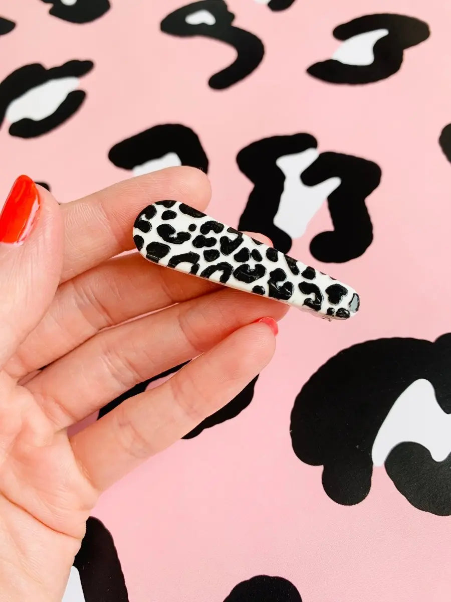 Black and White Leopard Print Hair Clips from Sapphire Frills
