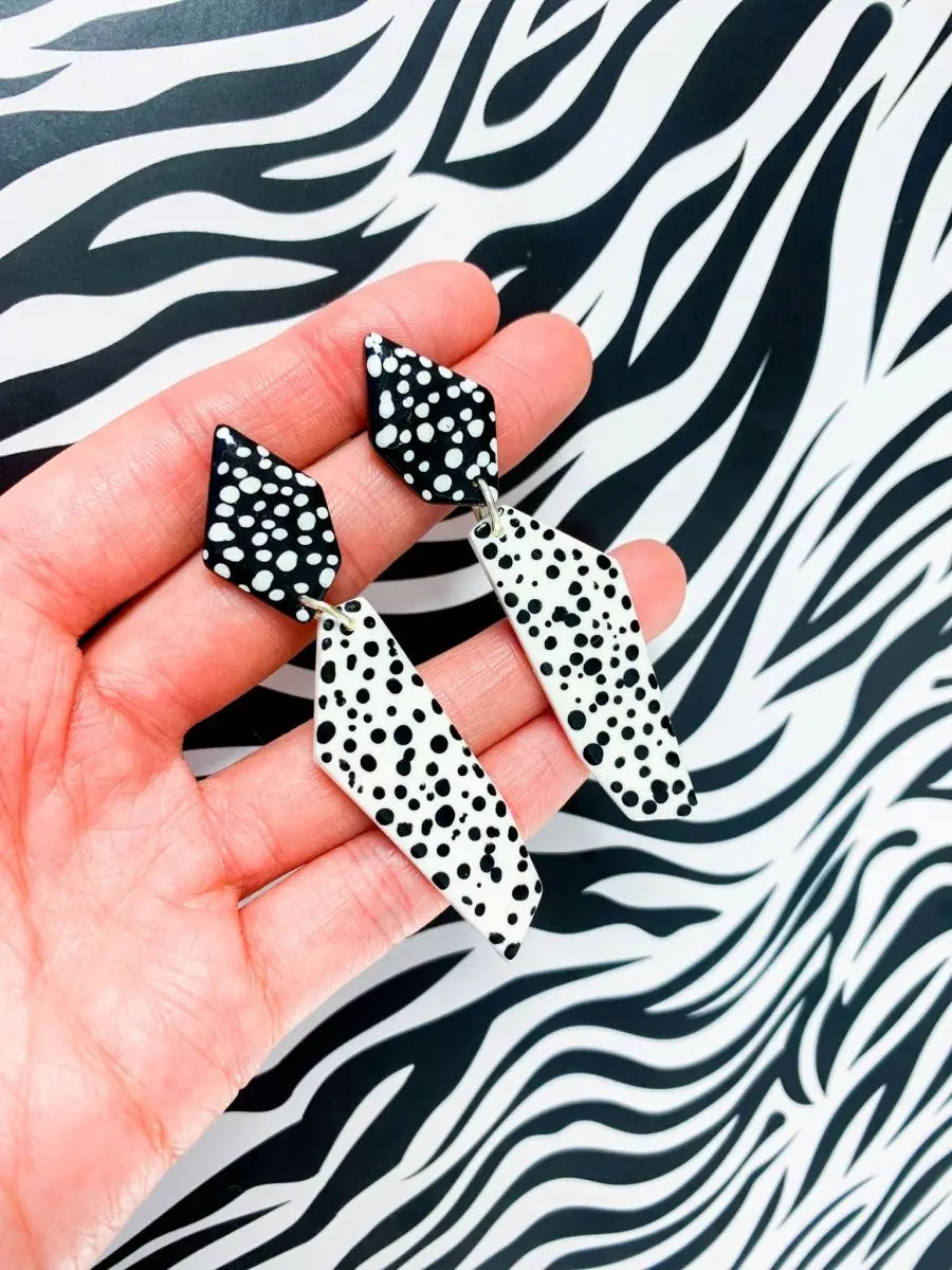 Dalmatian Spot Geometric Dangle Earrings Sapphire Frills