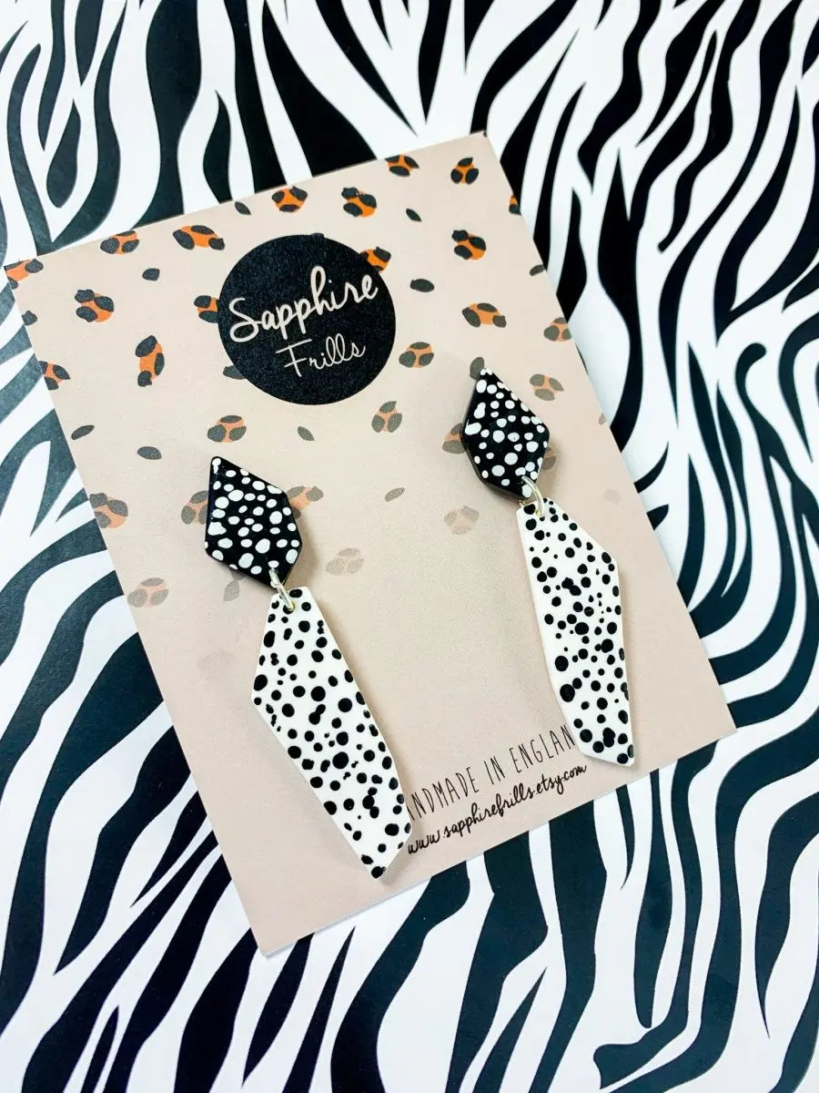 Dalmatian Spot Geometric Dangle Earrings Sapphire Frills
