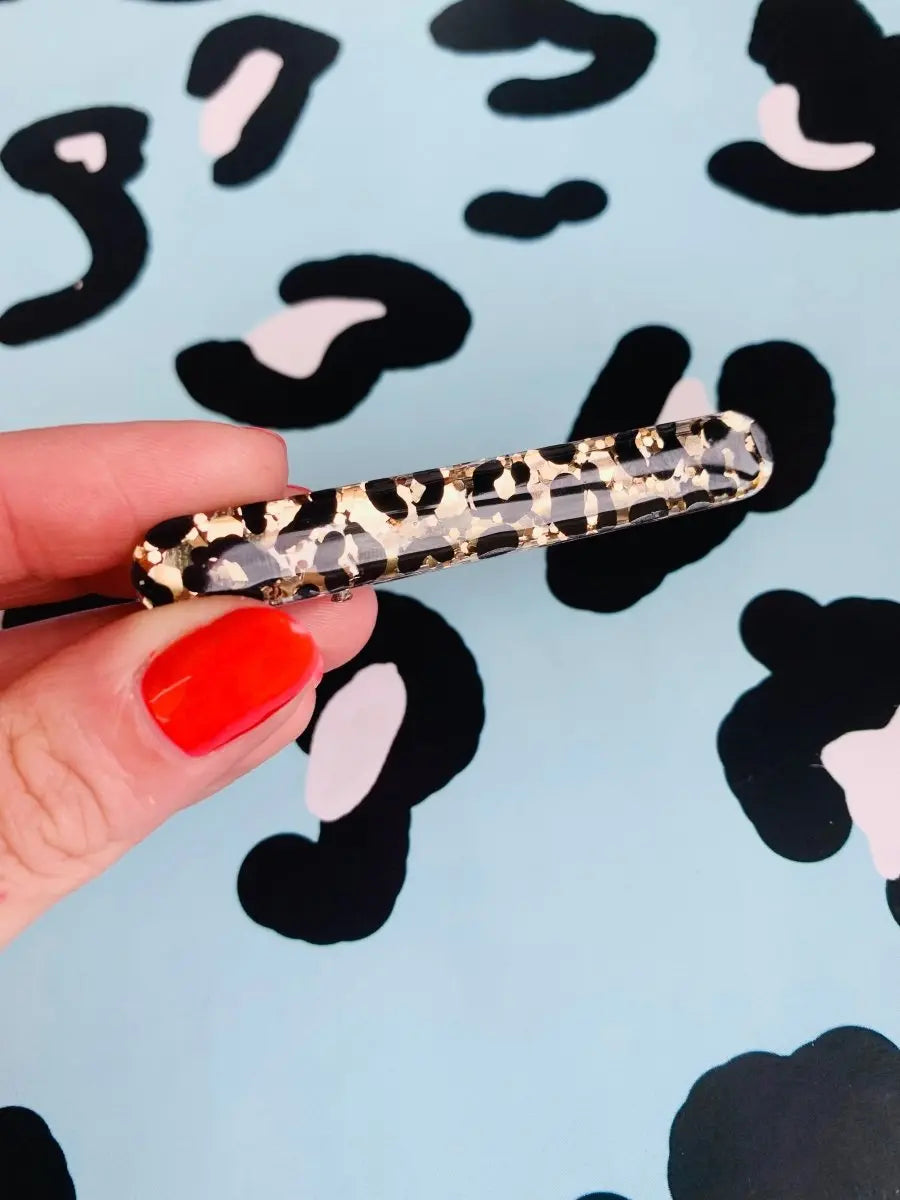 Gold Glitter Leopard Print Hair Clips from Sapphire Frills