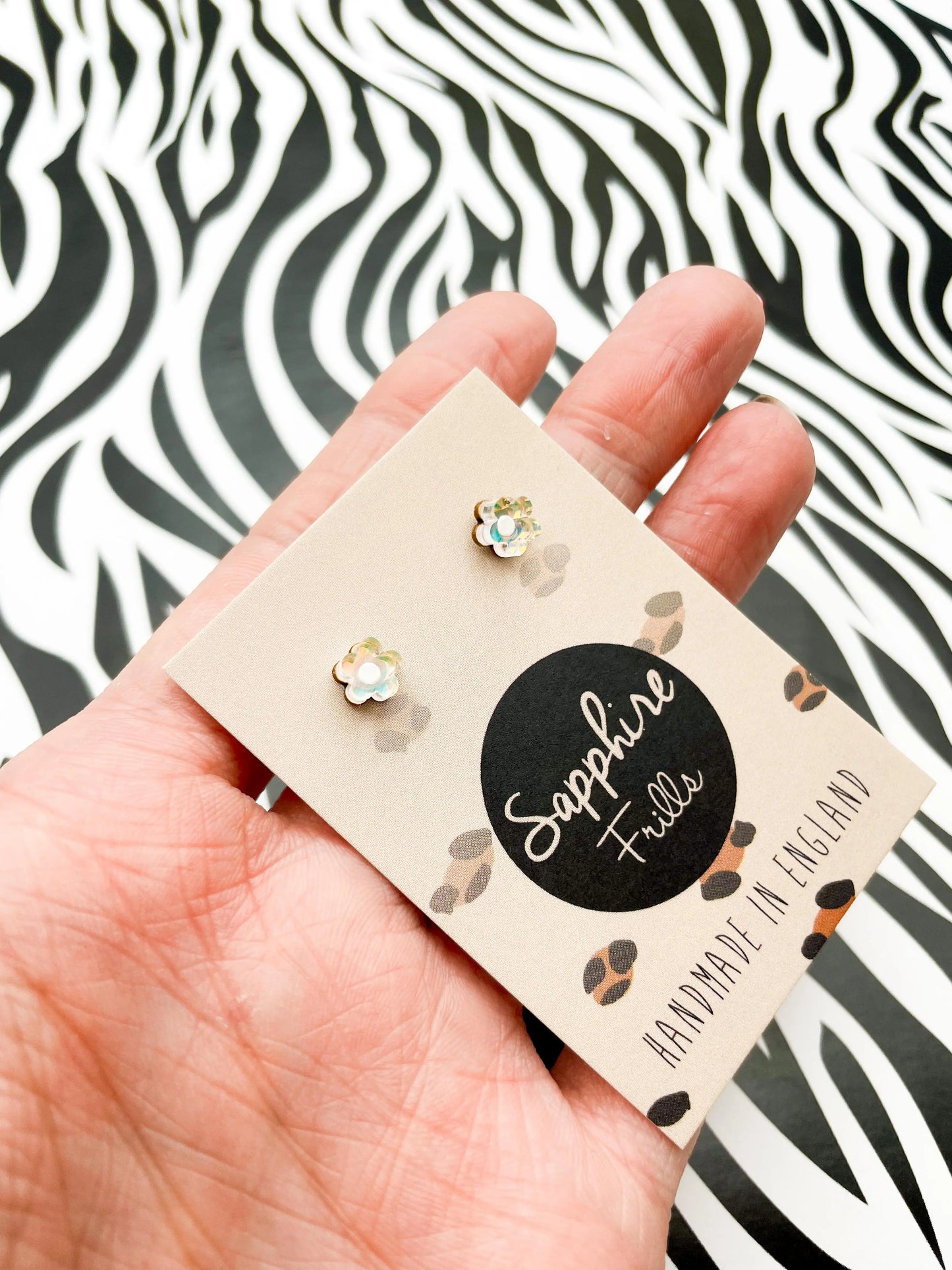 Micro Iridescent Acrylic Flower Stud Earrings from Sapphire Frills