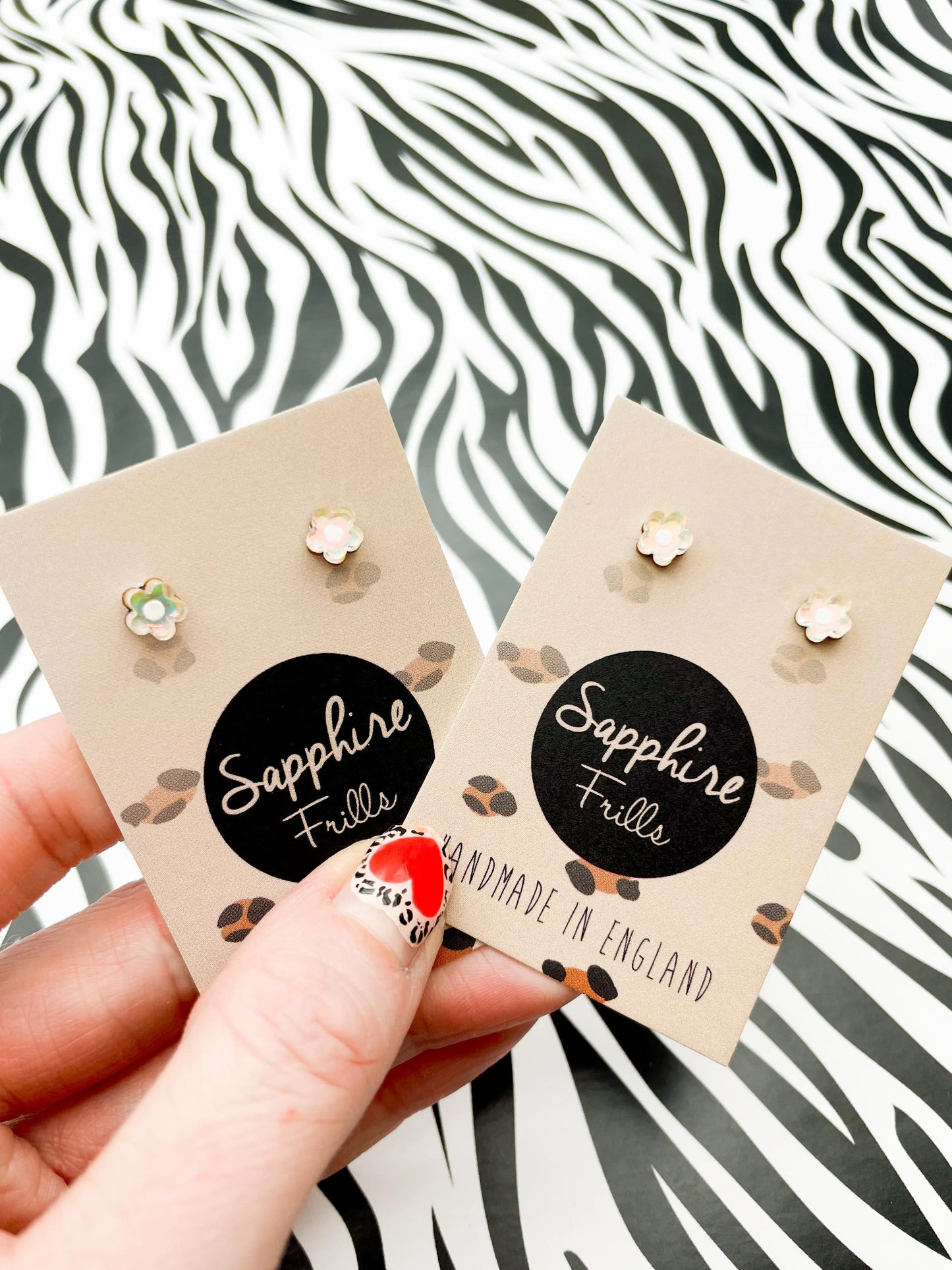 Micro Iridescent Blue Acrylic Flower Stud Earrings from Sapphire Frills