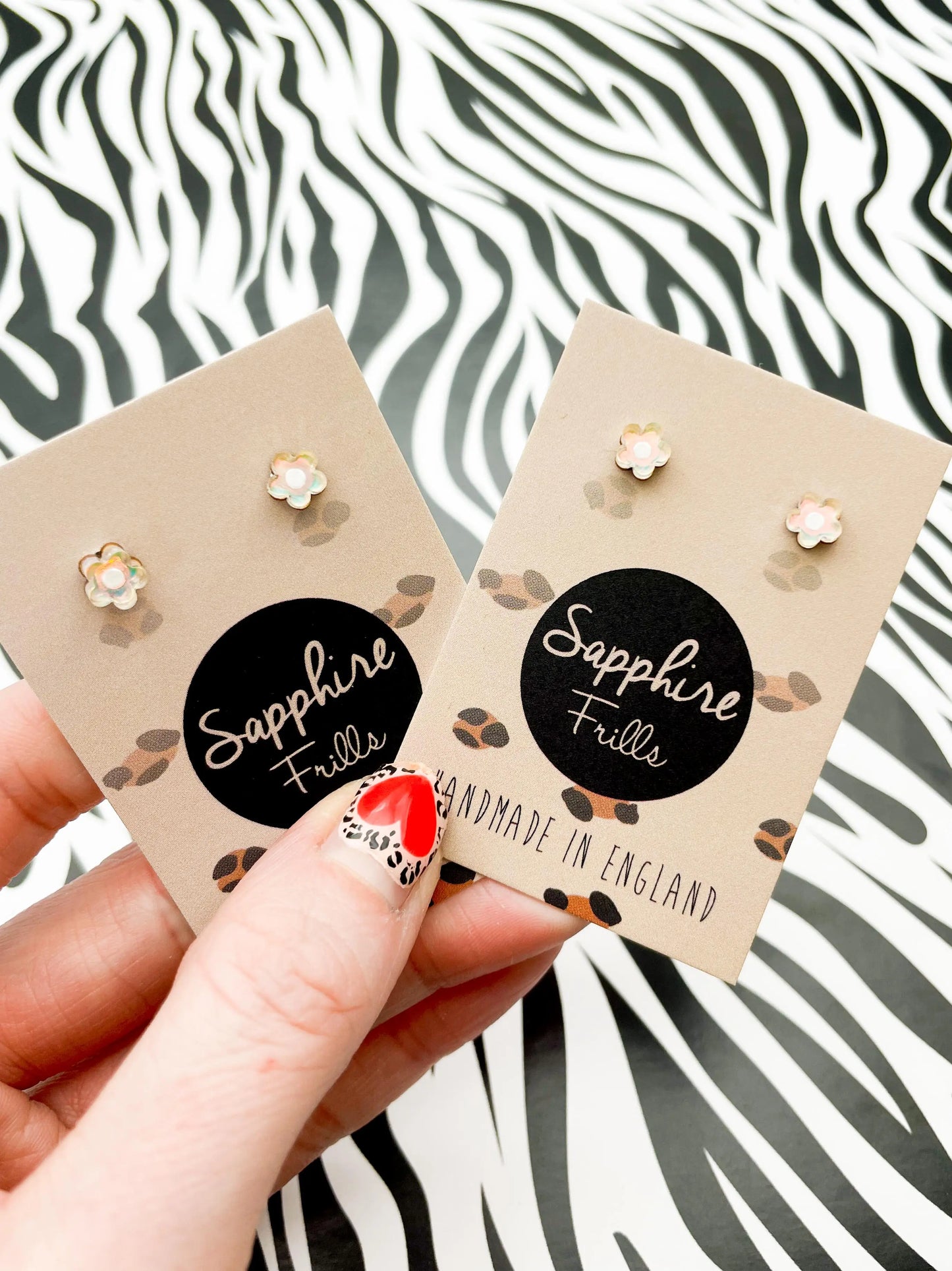 Micro Iridescent Blue Acrylic Flower Stud Earrings from Sapphire Frills